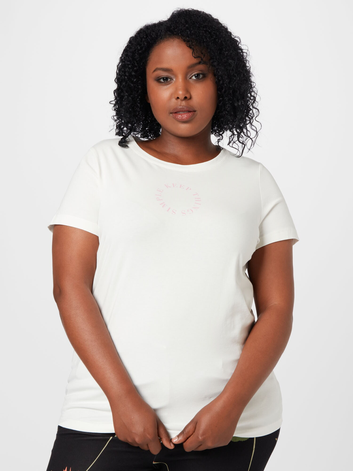 Vero Moda Curve Tricou 'SANDRA' roz / alb - Pled.ro