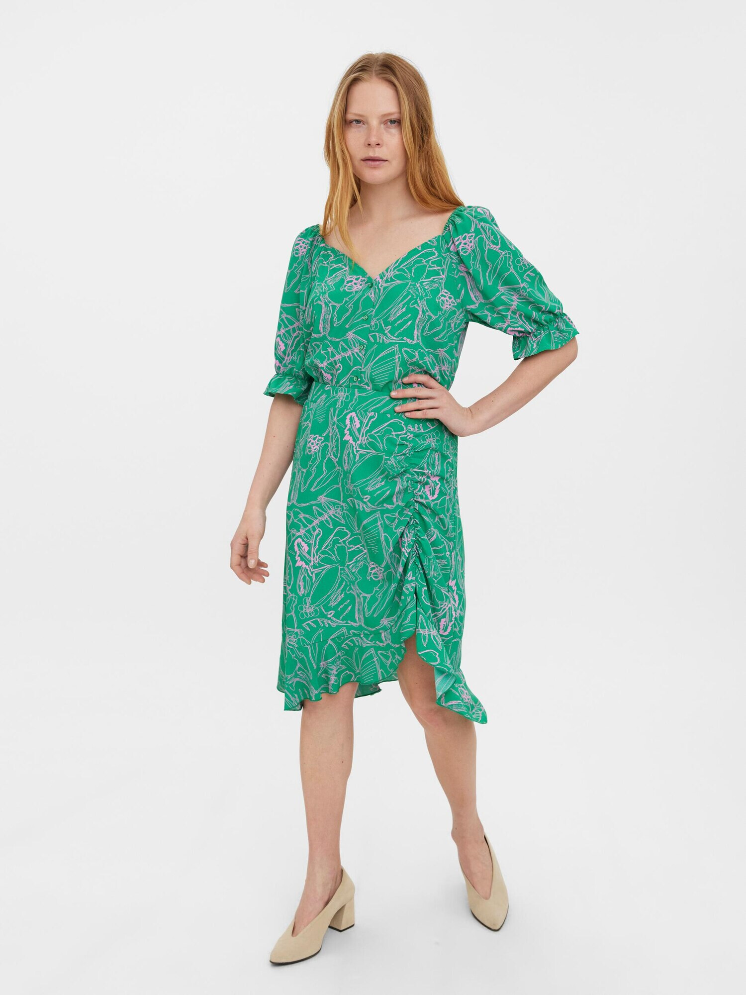 VERO MODA Fustă 'CATCH' verde / roz - Pled.ro