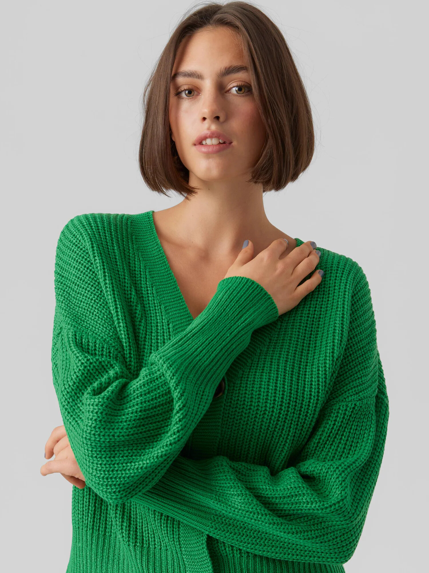 VERO MODA Geacă tricotată 'Lea' verde iarbă - Pled.ro