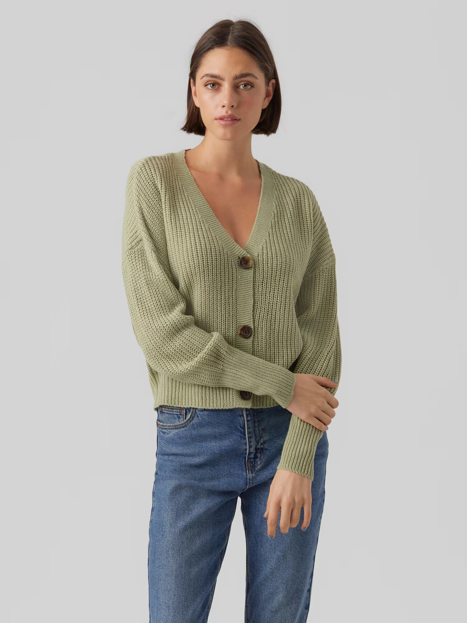 VERO MODA Geacă tricotată 'LEA' verde pastel - Pled.ro