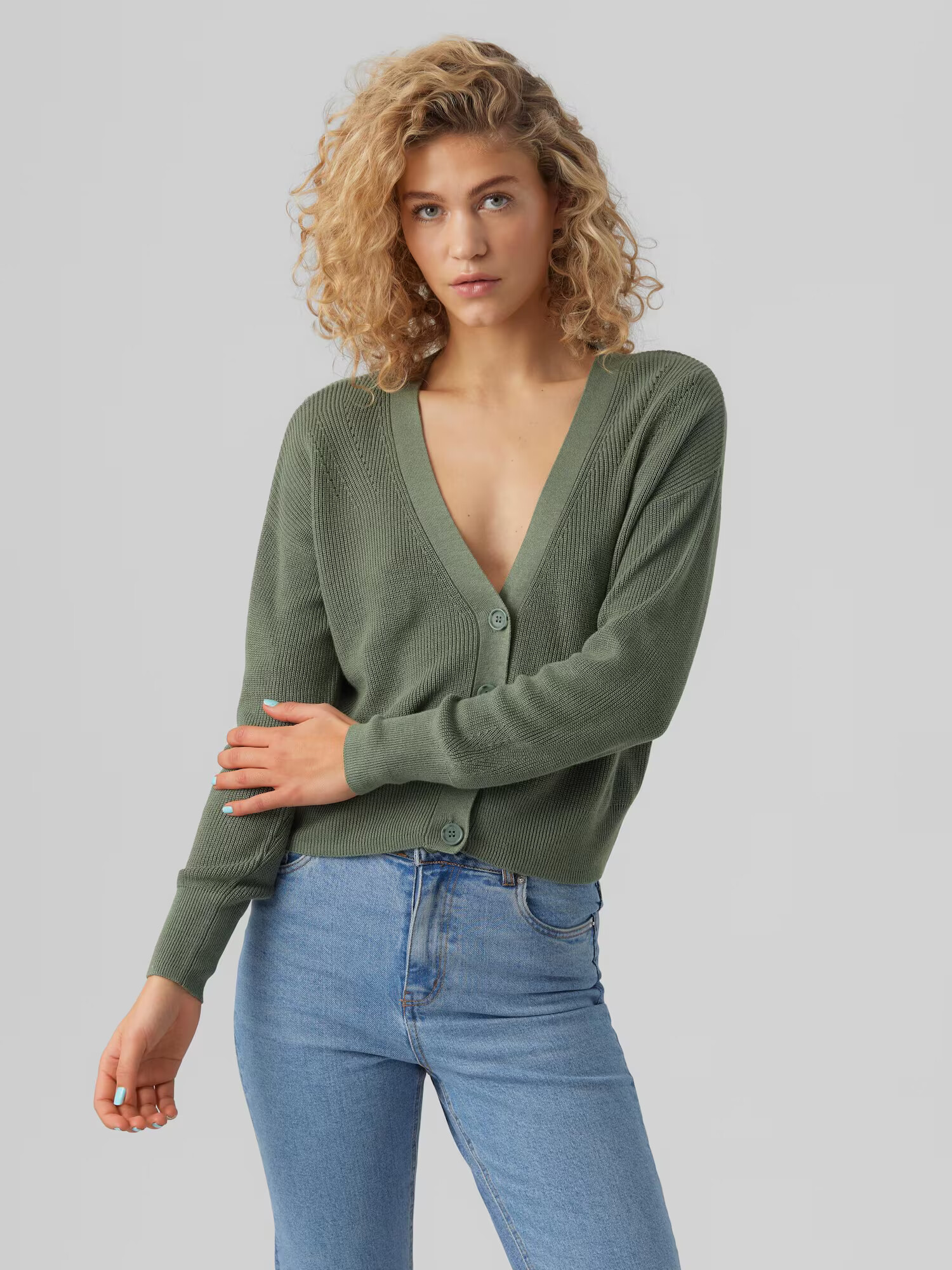 VERO MODA Geacă tricotată 'New Lexsun' verde închis - Pled.ro