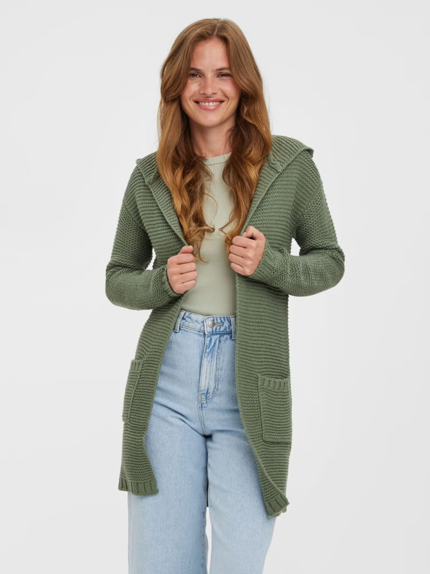 VERO MODA Geacă tricotată verde - Pled.ro