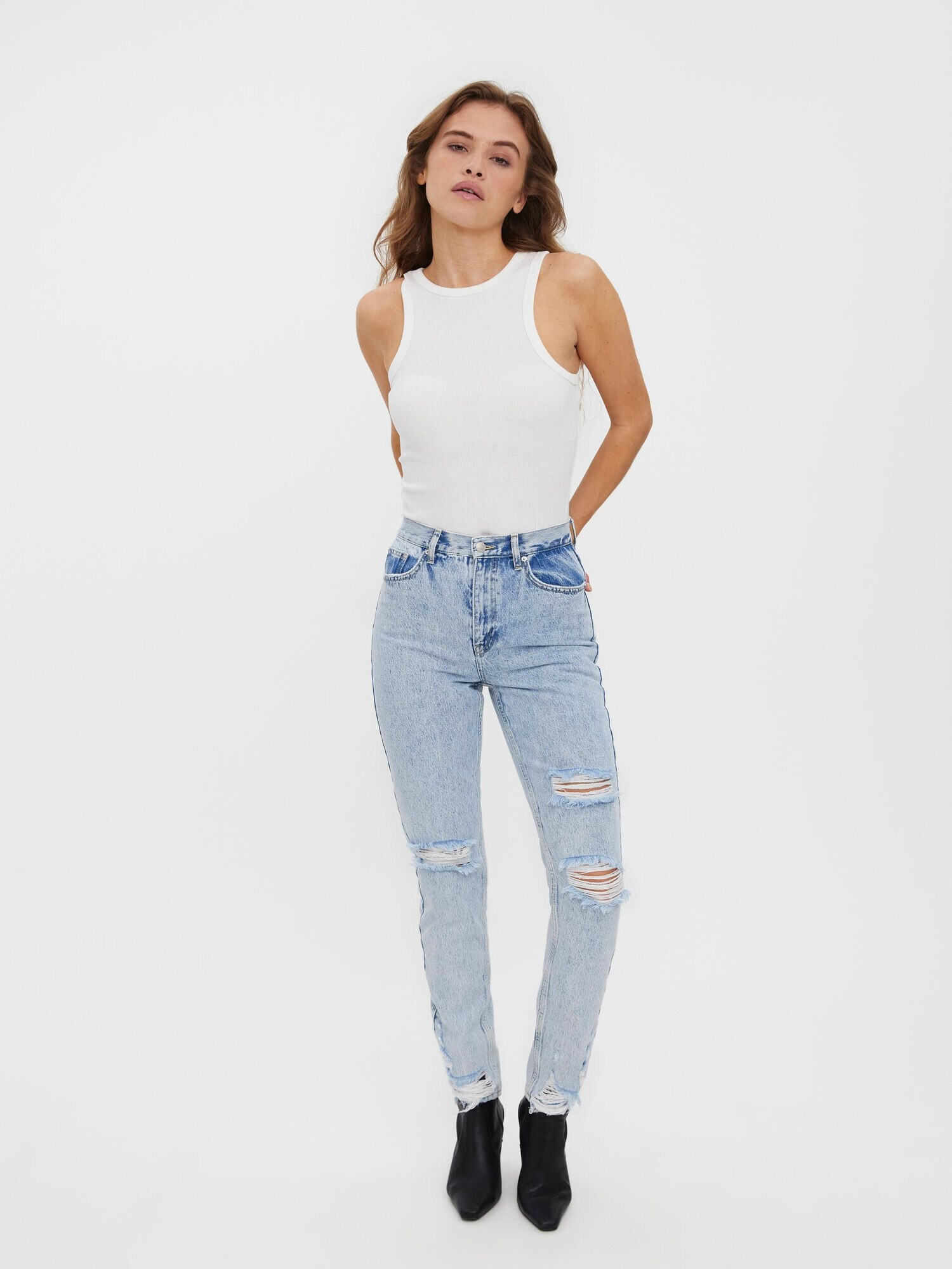 VERO MODA Jeans 'JOANA' albastru denim / maro - Pled.ro