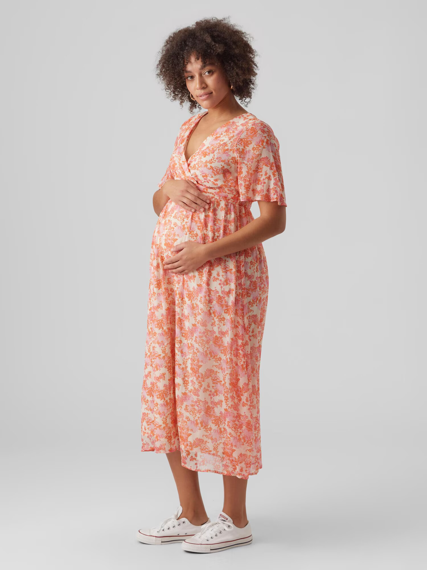 Vero Moda Maternity Rochie 'MIA' portocaliu / roz / alb murdar - Pled.ro