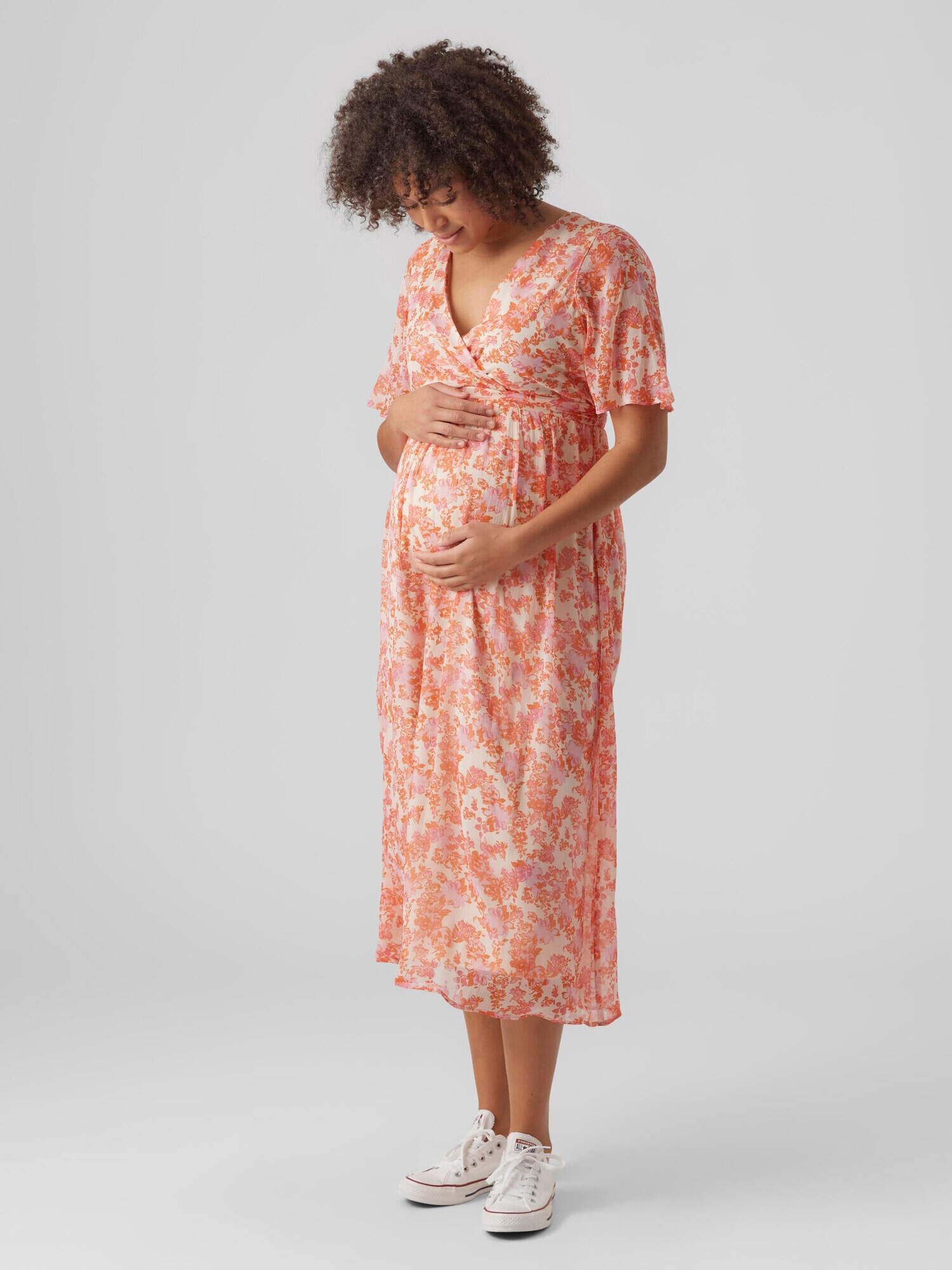 Vero Moda Maternity Rochie 'MIA' portocaliu / roz / alb murdar - Pled.ro