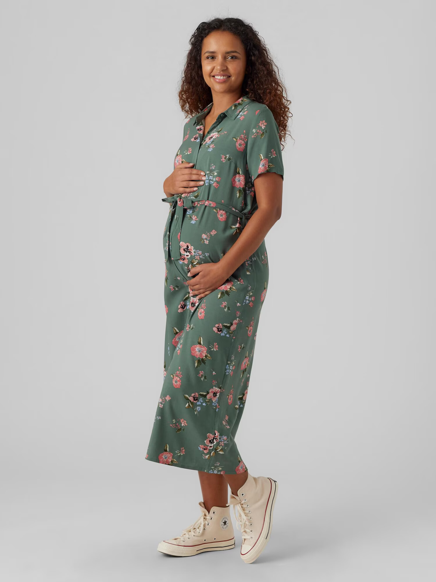 Vero Moda Maternity Rochie tip bluză 'Measy' albastru deschis / oliv / verde jad / roz eozină - Pled.ro