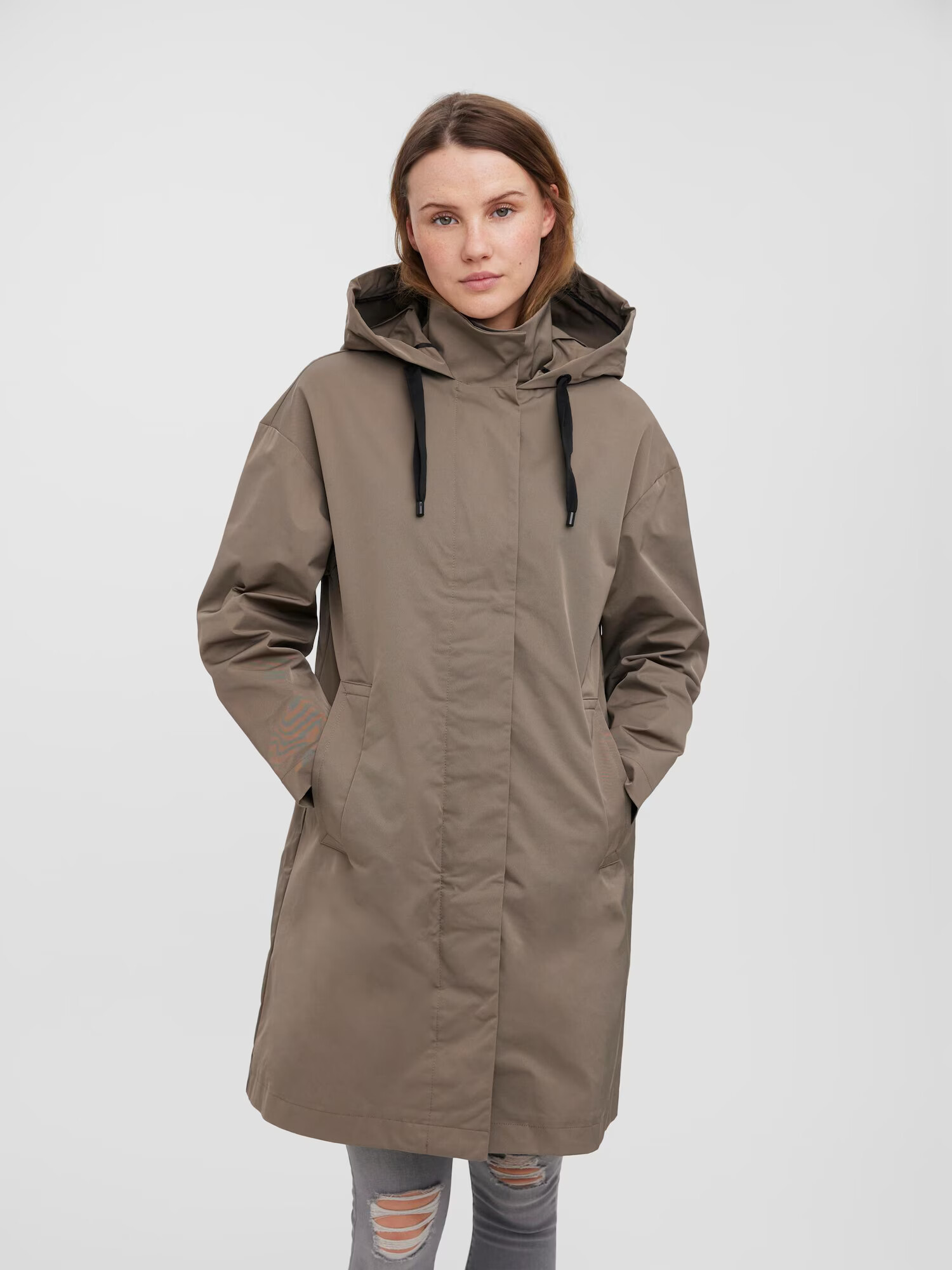 VERO MODA Palton de primăvară-toamnă 'Copenhagen' gri taupe - Pled.ro