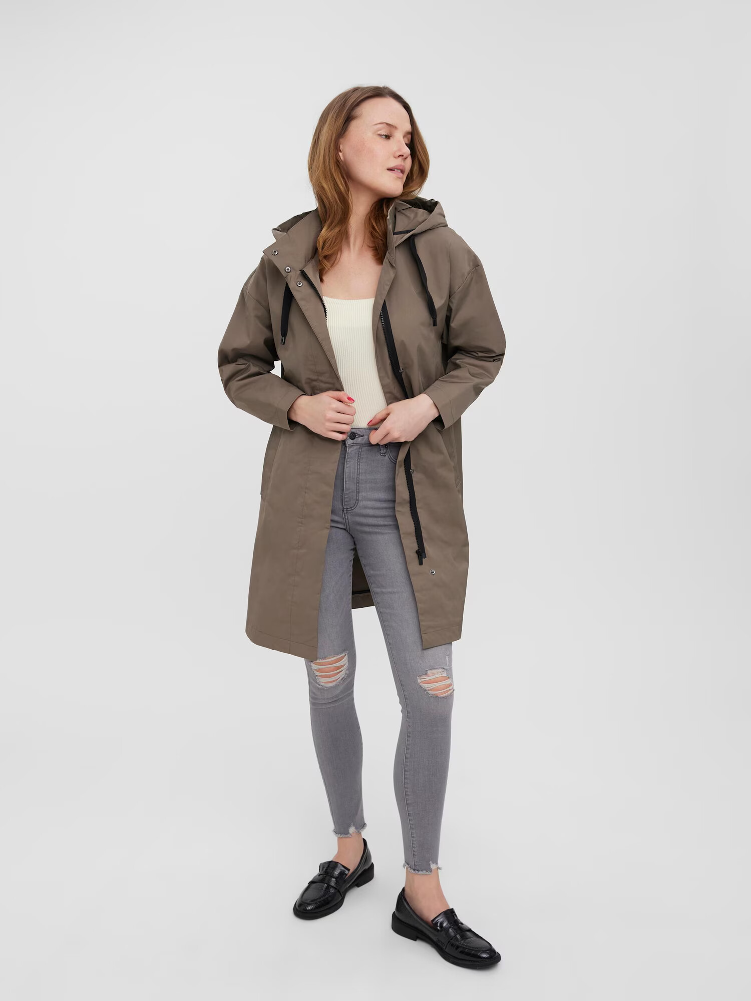 VERO MODA Palton de primăvară-toamnă 'Copenhagen' gri taupe - Pled.ro