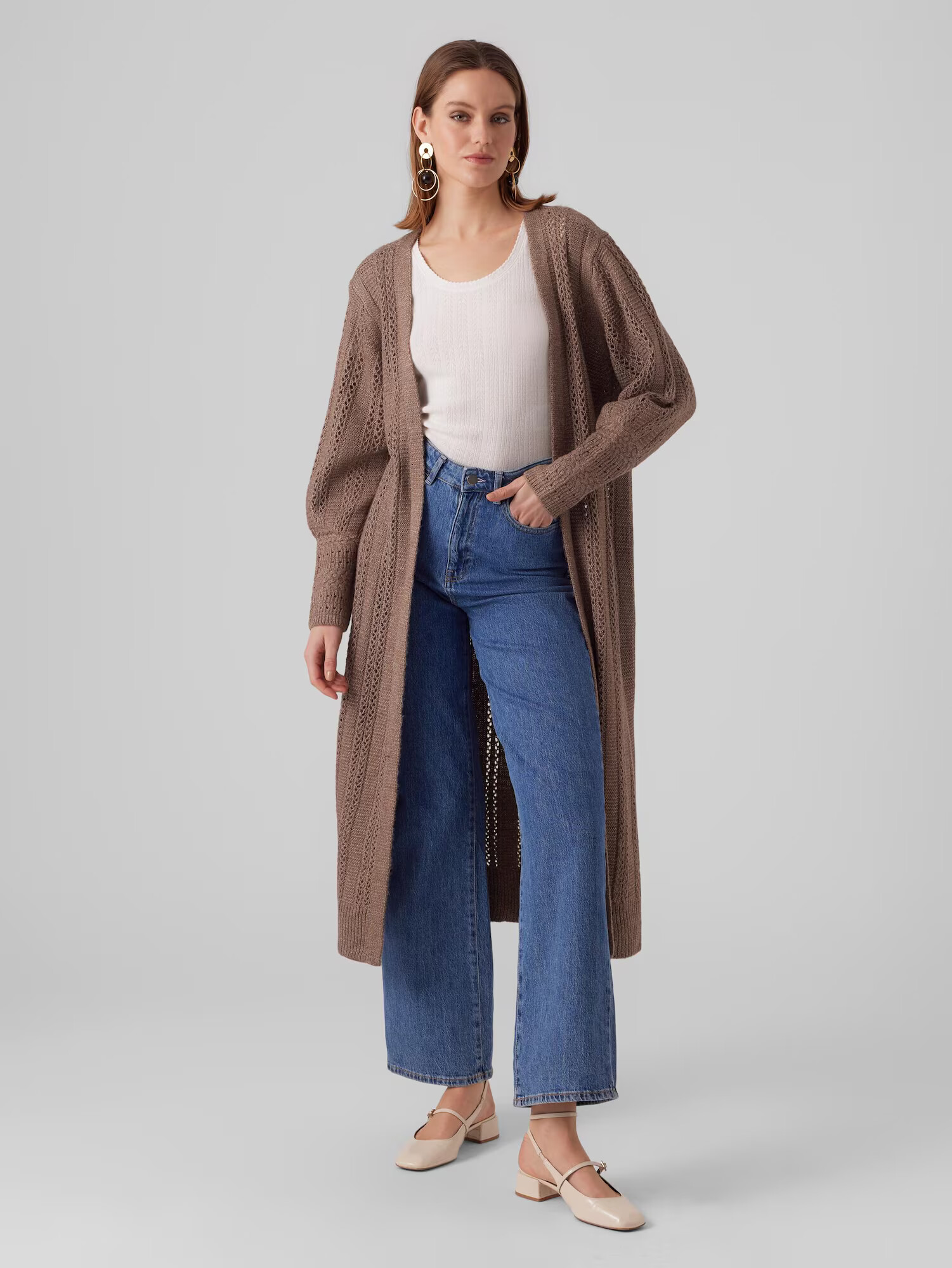 VERO MODA Palton tricotat 'BEAU' sepie - Pled.ro