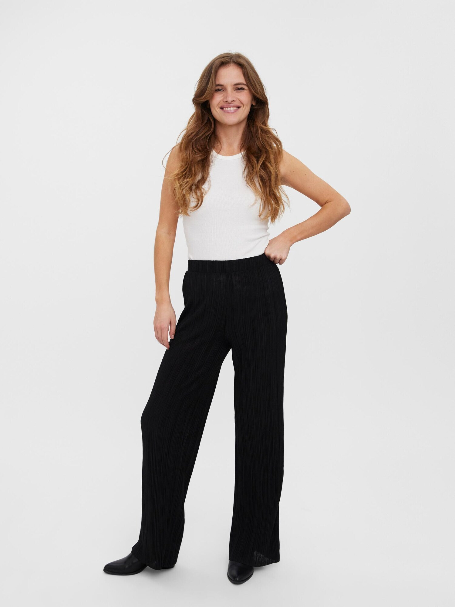 VERO MODA Pantaloni 'CARI' negru / argintiu - Pled.ro