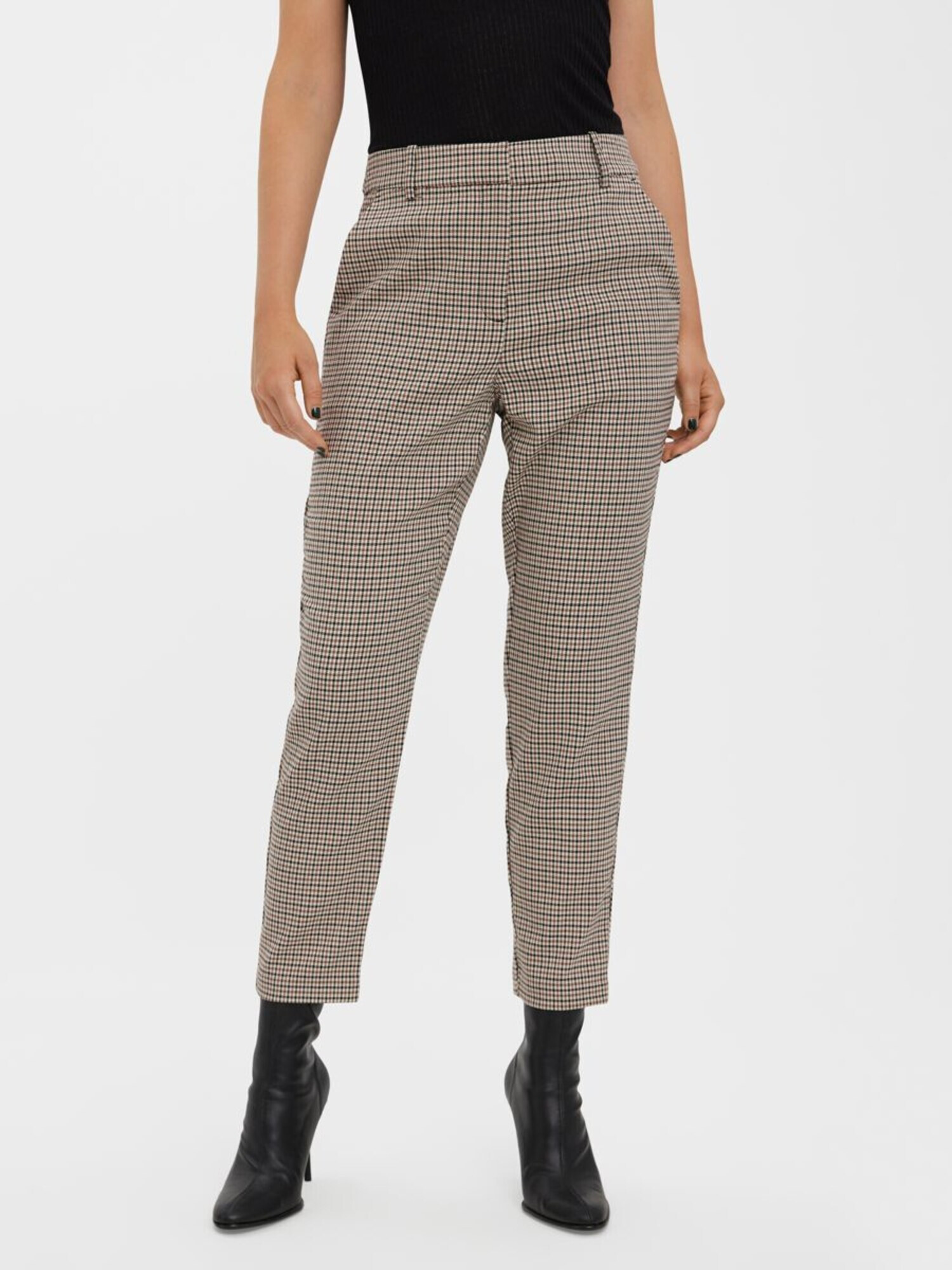 VERO MODA Pantaloni 'CLARA' maro / negru / alb - Pled.ro