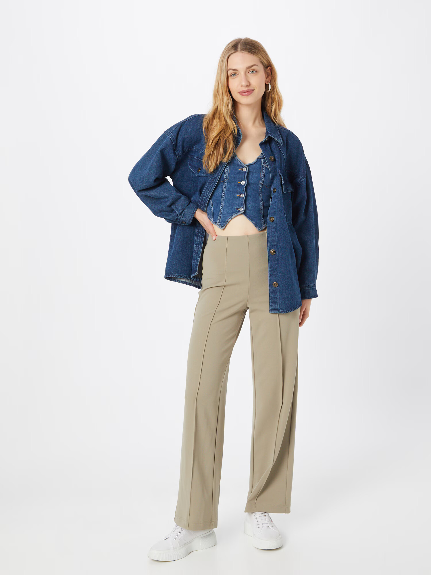 VERO MODA Pantaloni cu dungă 'Becky' oliv - Pled.ro