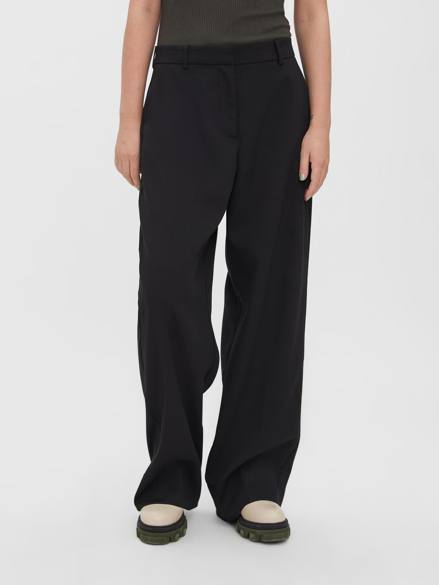 VERO MODA Pantaloni cu dungă negru - Pled.ro