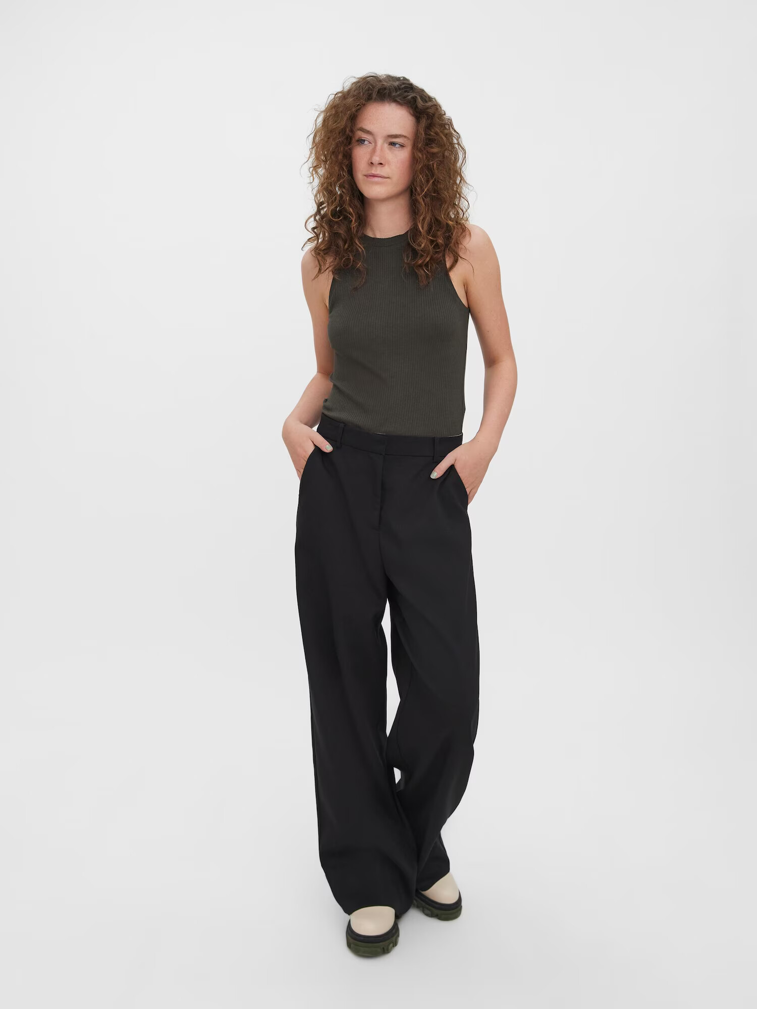 VERO MODA Pantaloni cu dungă negru - Pled.ro