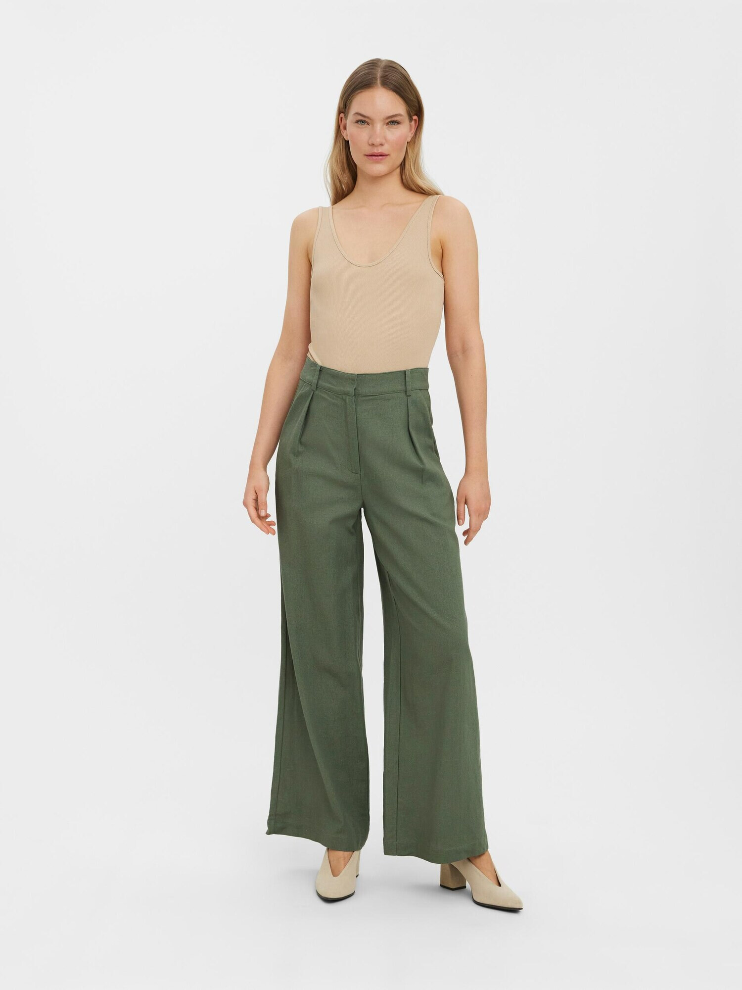 VERO MODA Pantaloni cutați verde închis - Pled.ro