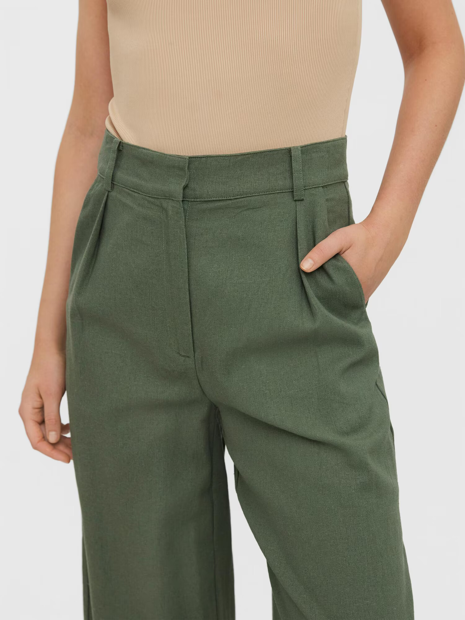 VERO MODA Pantaloni cutați verde închis - Pled.ro