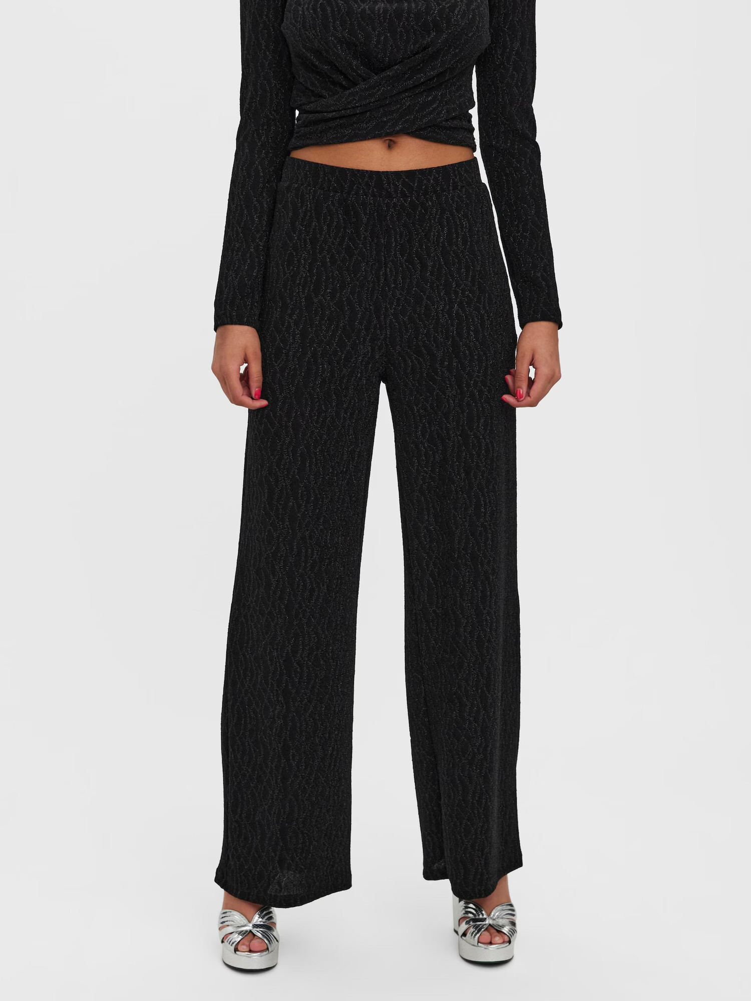 VERO MODA Pantaloni 'Kanz' negru / argintiu - Pled.ro