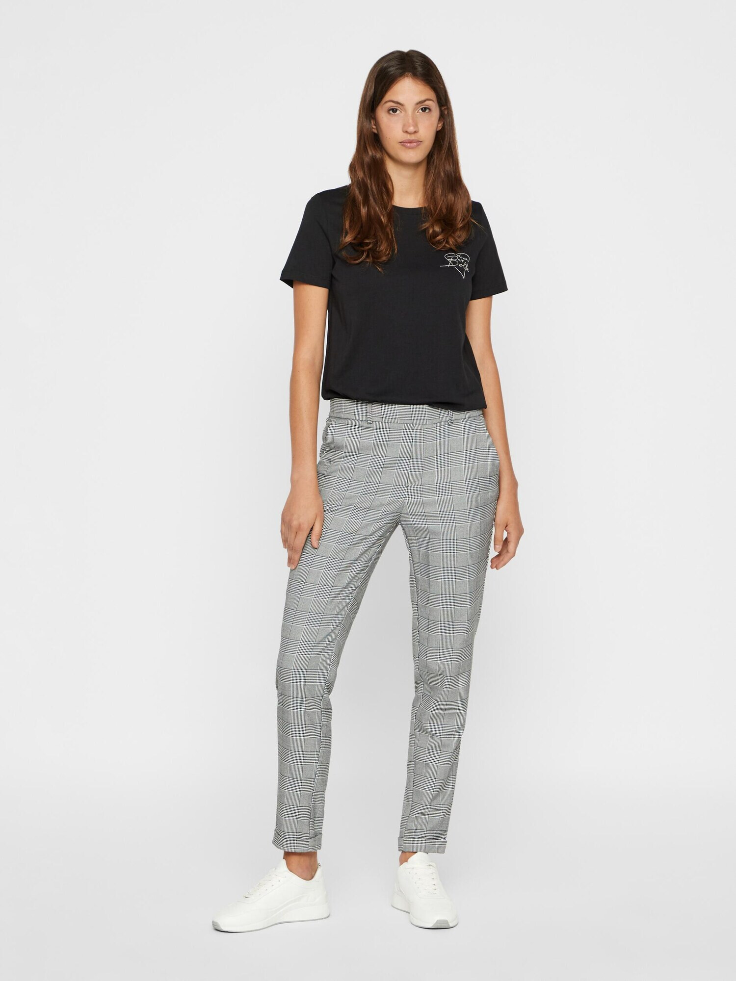 VERO MODA Pantaloni 'Maya' gri / gri metalic / alb - Pled.ro