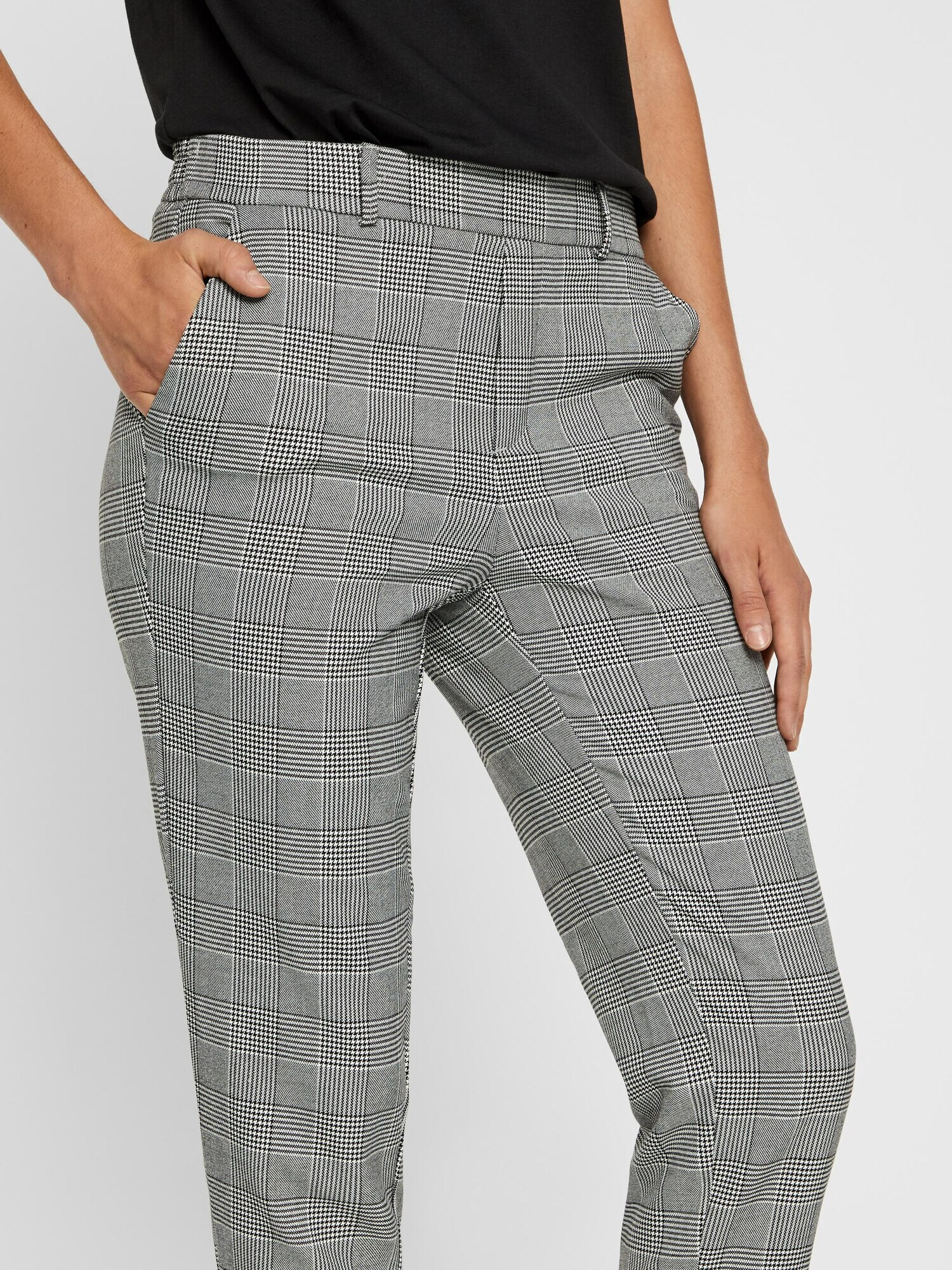 VERO MODA Pantaloni 'Maya' gri / gri metalic / alb - Pled.ro