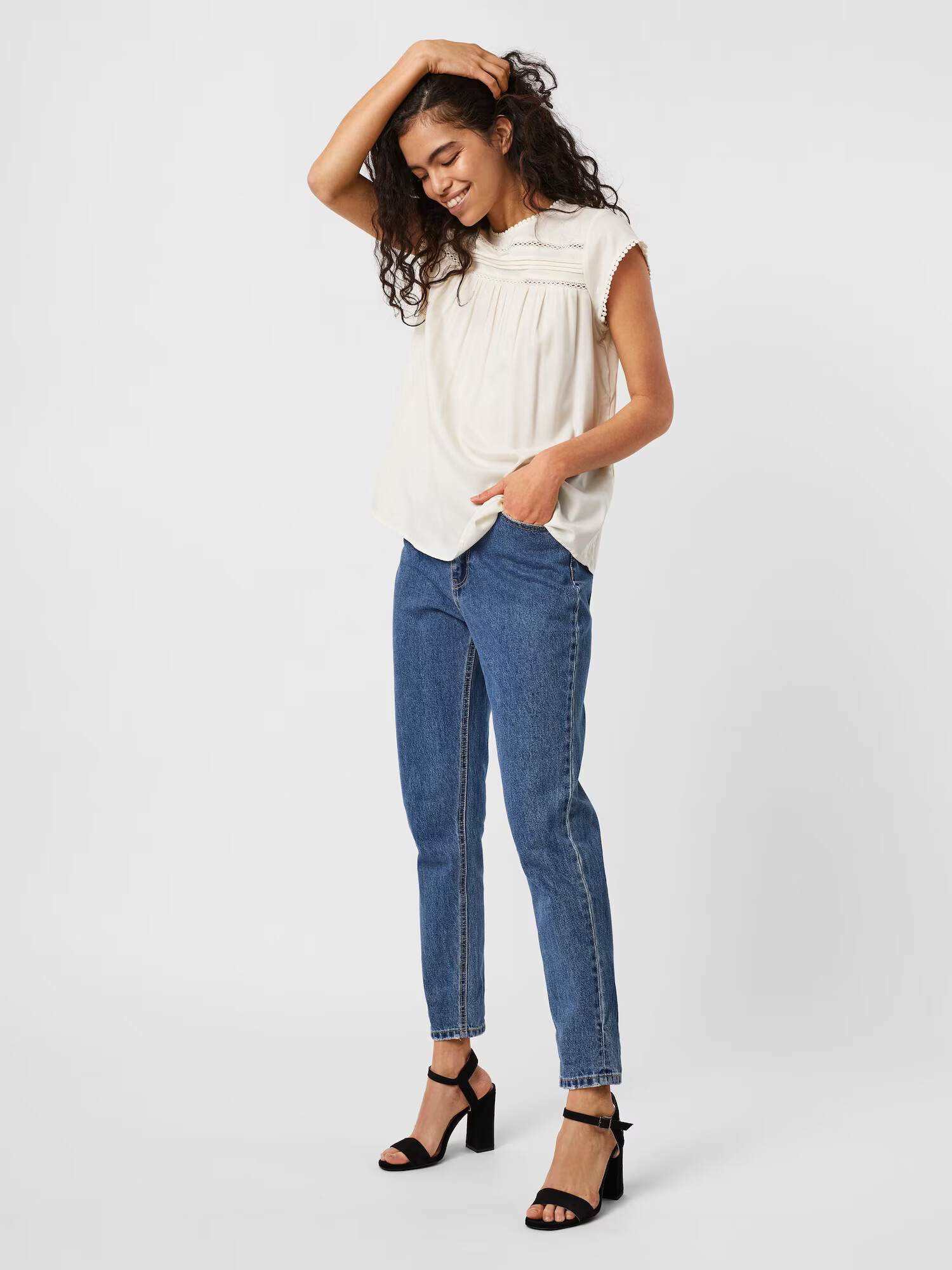 Vero Moda Petite Bluză 'Debbie' alb natural - Pled.ro