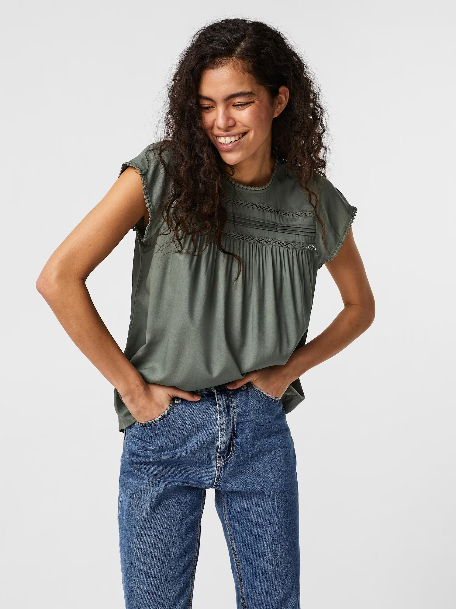 Vero Moda Petite Bluză 'Debbie' verde închis - Pled.ro