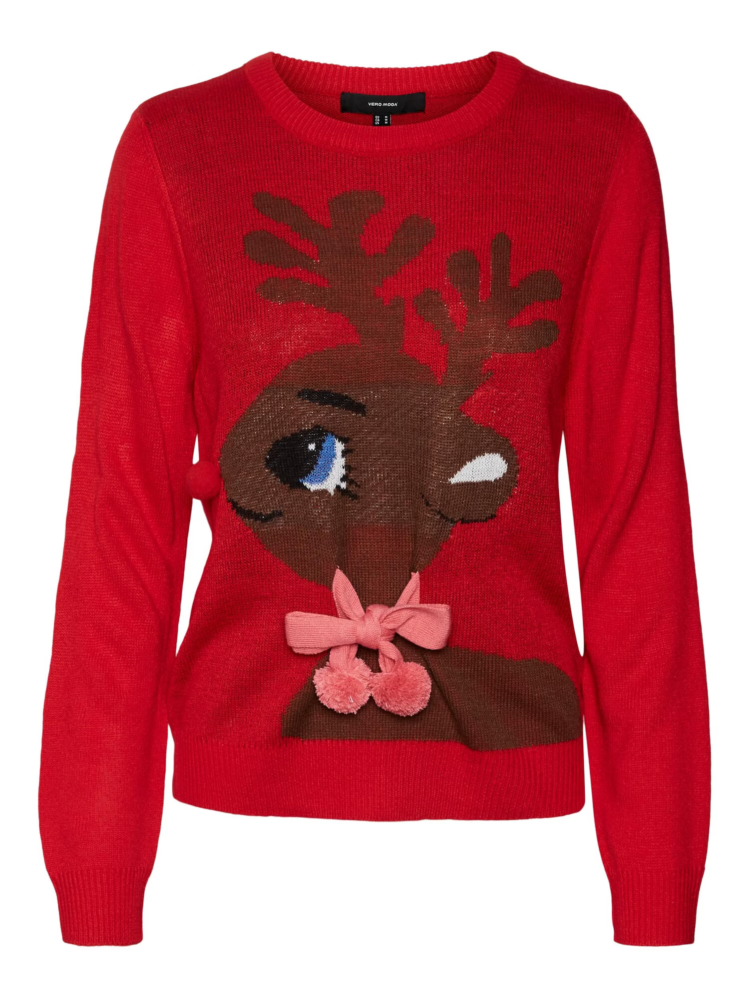 VERO MODA Pulover 'CUTE DEER' maro închis / roz / roșu / alb - Pled.ro