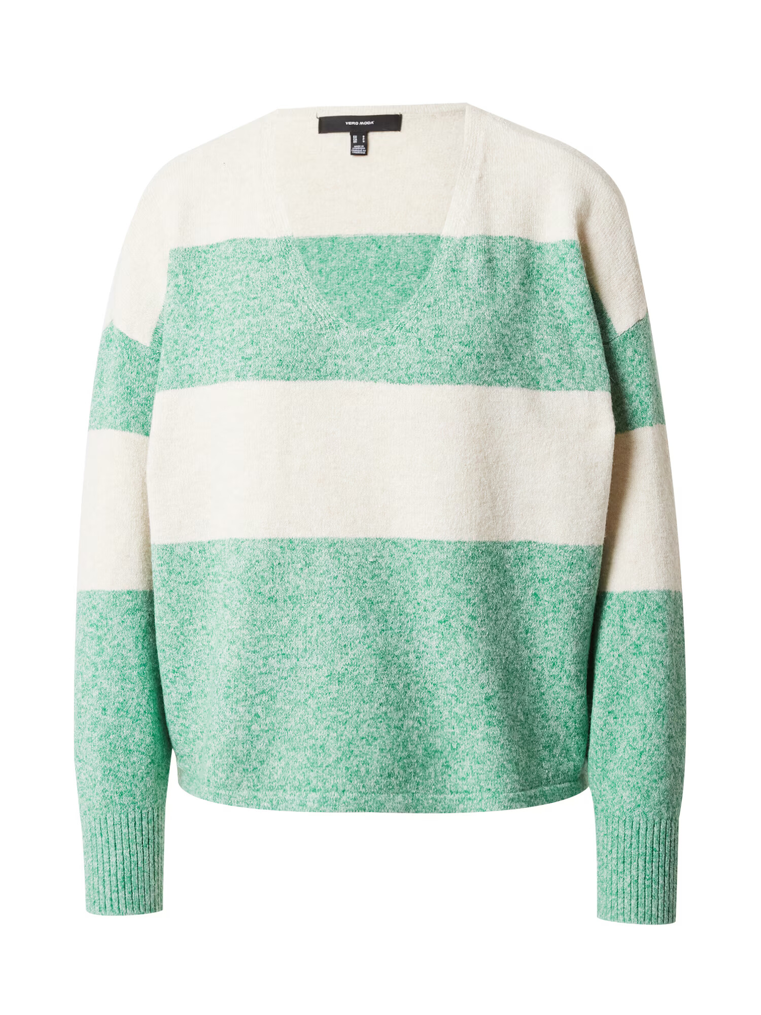 VERO MODA Pulover 'Doffy' verde amestecat / alb - Pled.ro