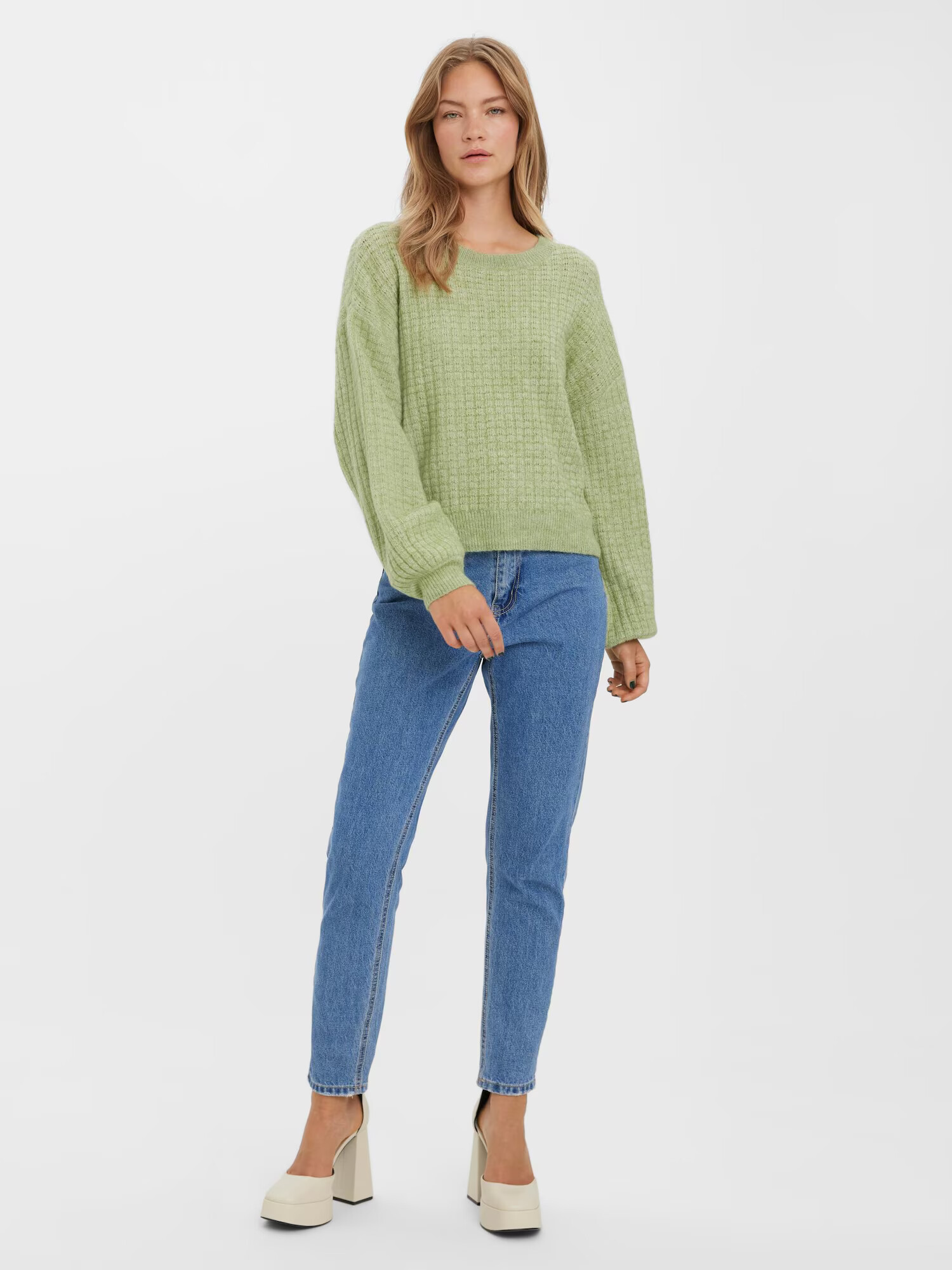 VERO MODA Pulover 'Elisa' verde deschis - Pled.ro