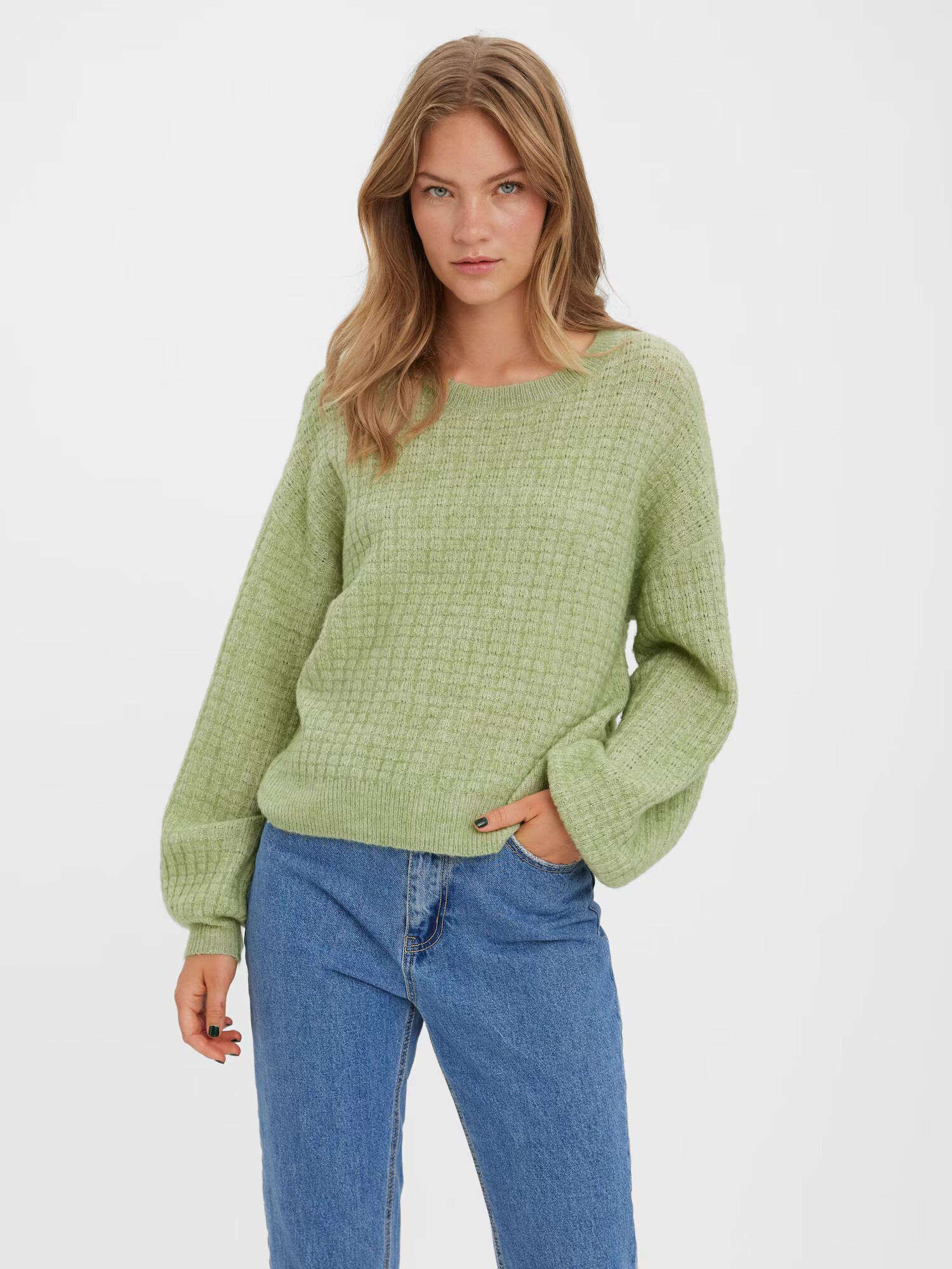 VERO MODA Pulover 'Elisa' verde deschis - Pled.ro