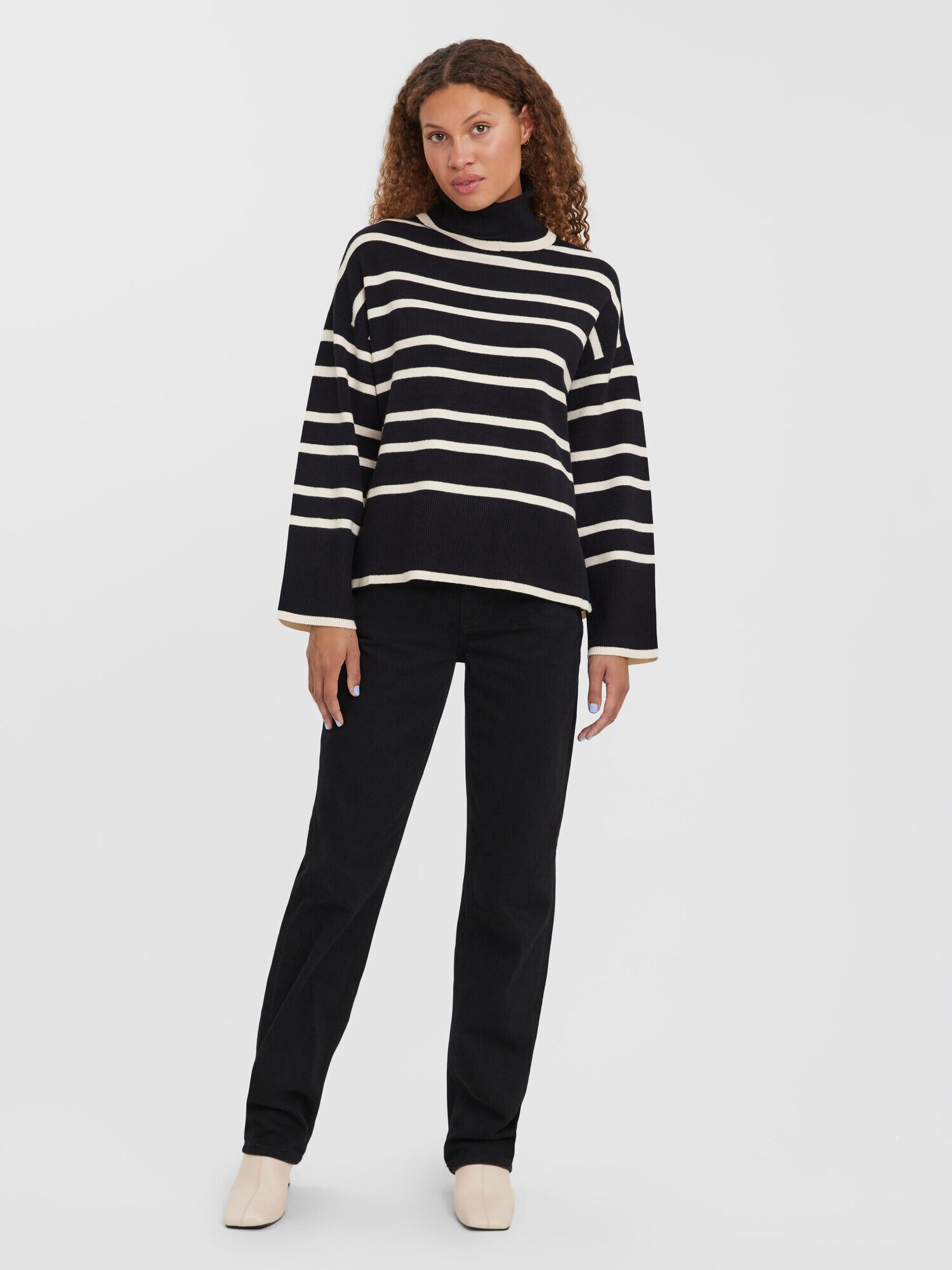 VERO MODA Pulover 'Saba' negru / alb - Pled.ro