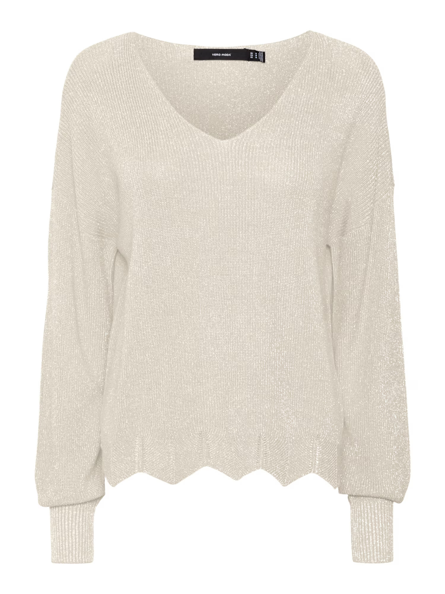 VERO MODA Pulover 'SHINE SCALLOP' crem - Pled.ro