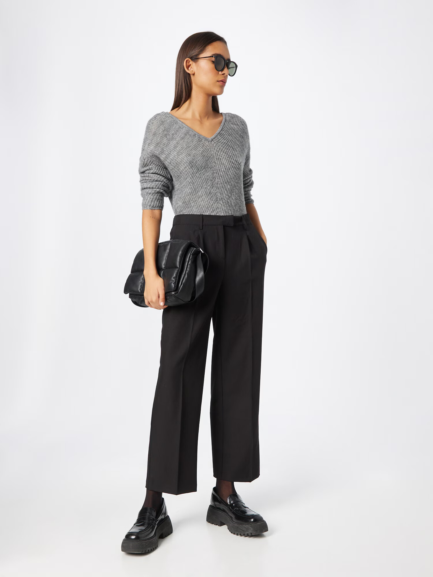 VERO MODA Pulover 'STINNA' gri / negru - Pled.ro