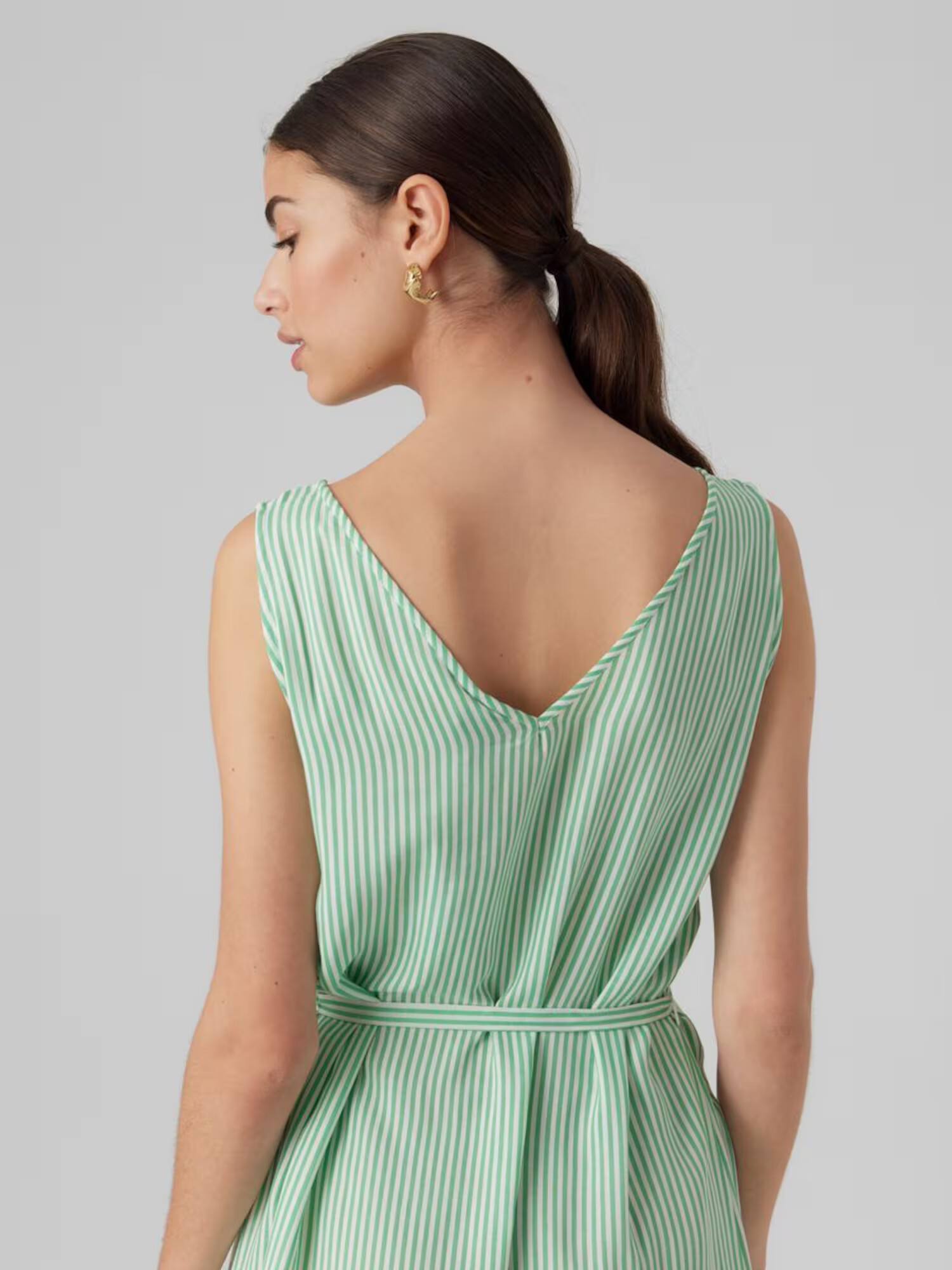 VERO MODA Rochie de vară 'BUMPY' verde jad / alb - Pled.ro