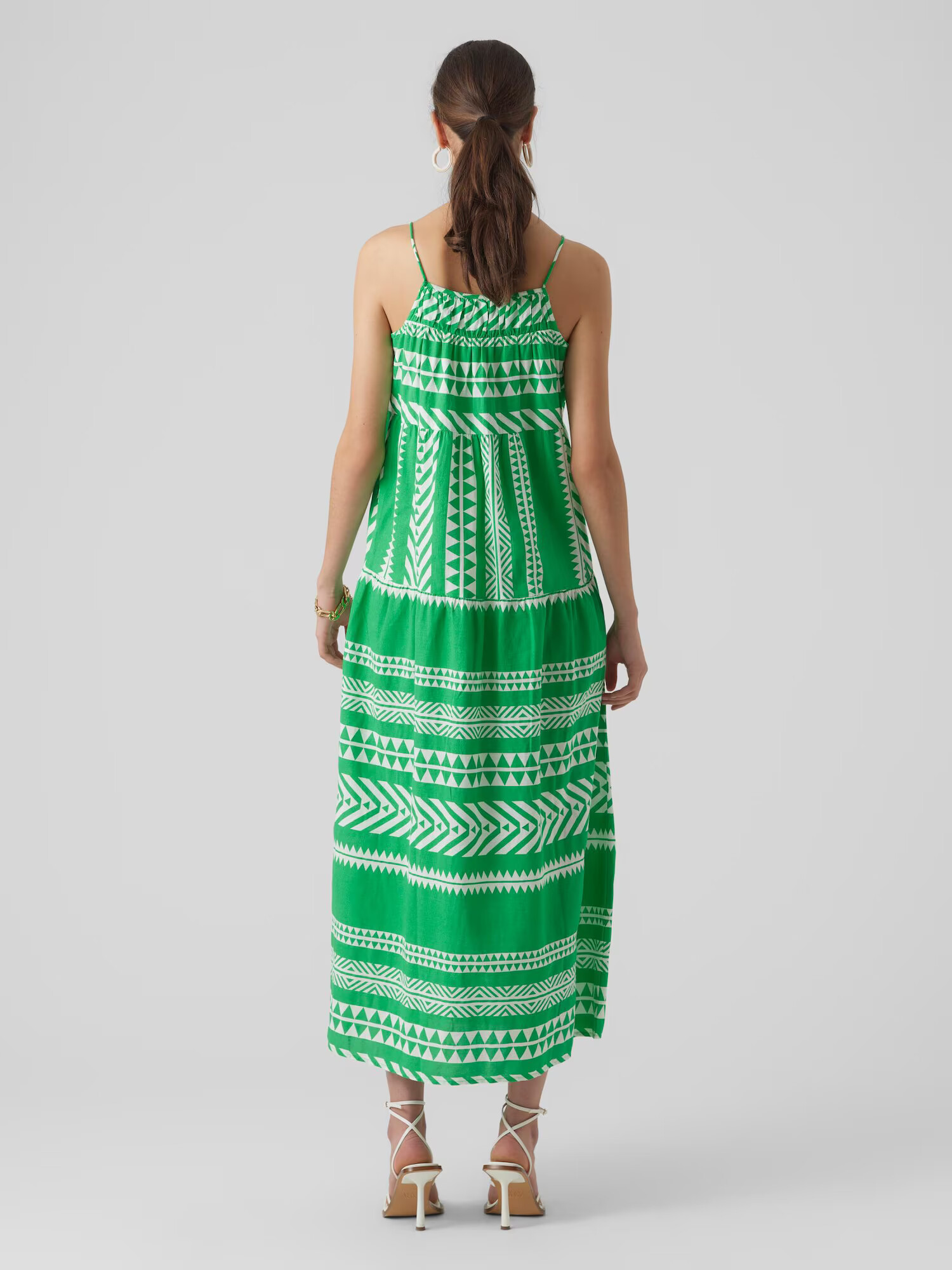 VERO MODA Rochie de vară 'DICTHE' verde iarbă / alb - Pled.ro