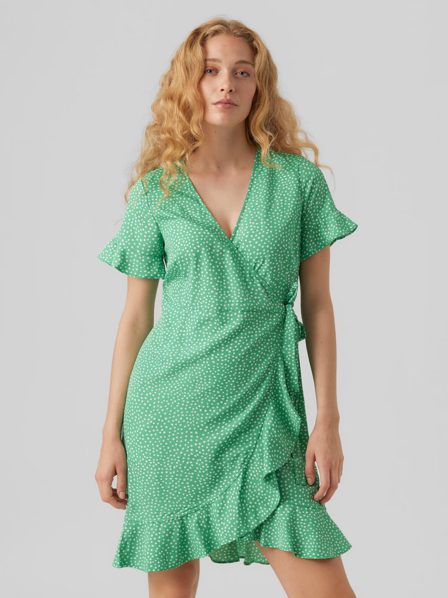 VERO MODA Rochie 'Henna' verde iarbă / alb - Pled.ro