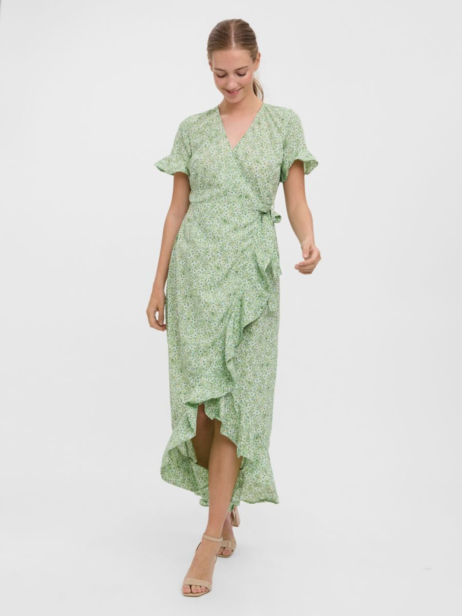 VERO MODA Rochie 'Henna' verde / verde mentă / alb - Pled.ro