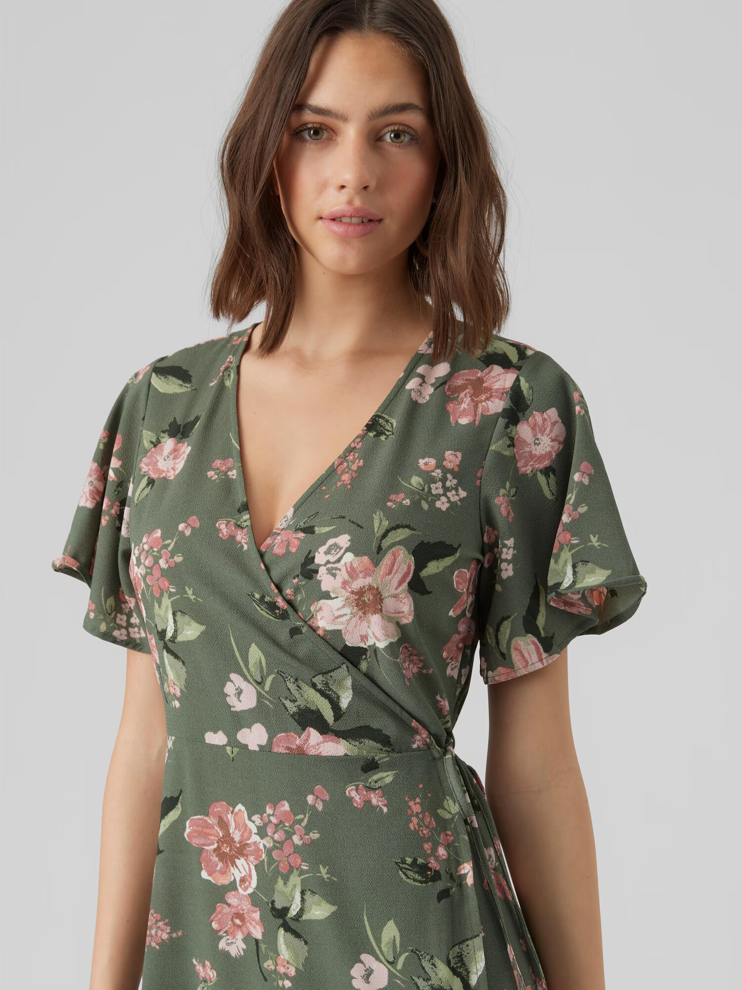 VERO MODA Rochie 'Saki' kaki / verde pin / roz pudră / roz pal - Pled.ro