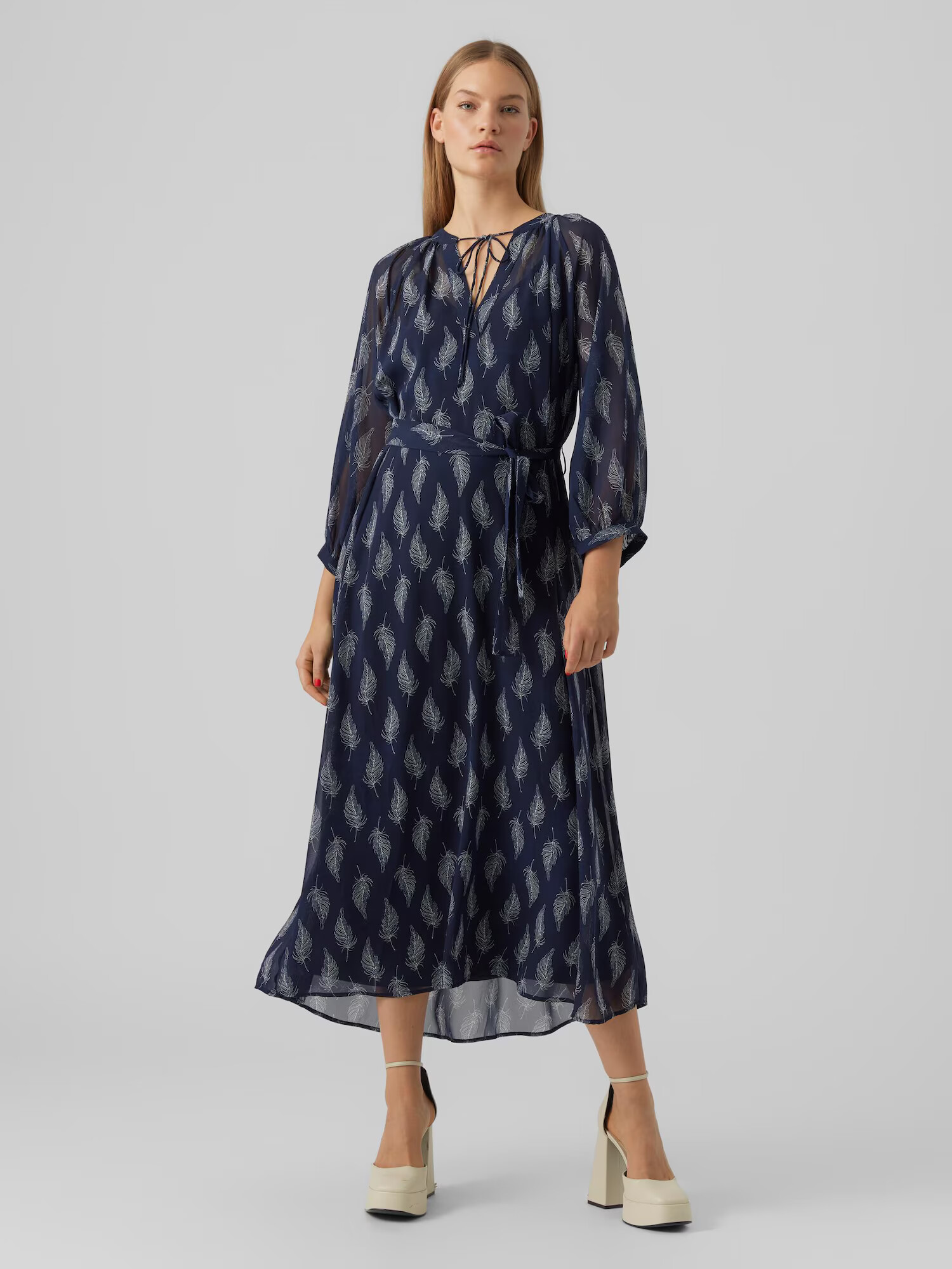 VERO MODA Rochie tip bluză 'Sara' bleumarin / alb - Pled.ro