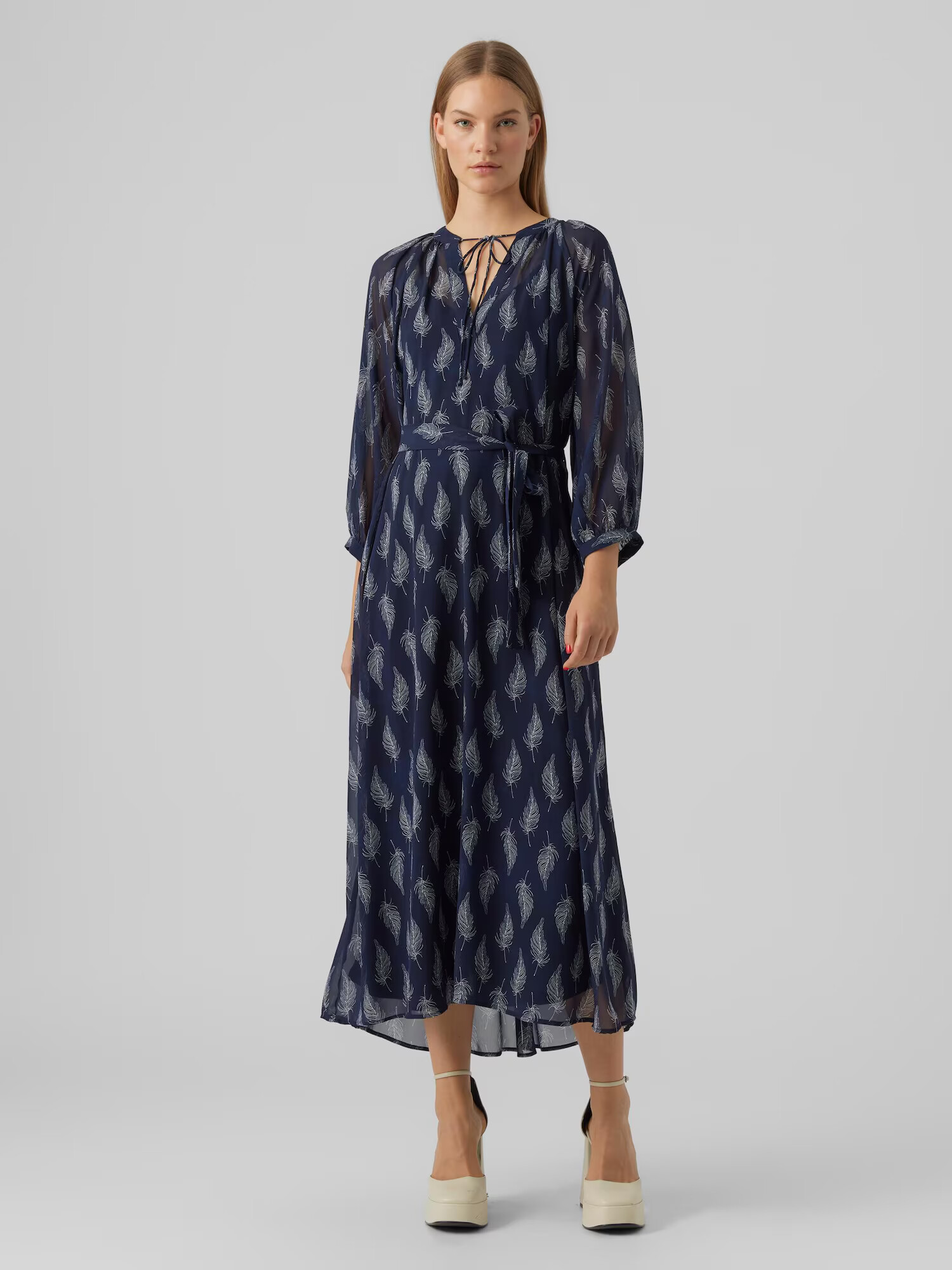 VERO MODA Rochie tip bluză 'Sara' bleumarin / alb - Pled.ro