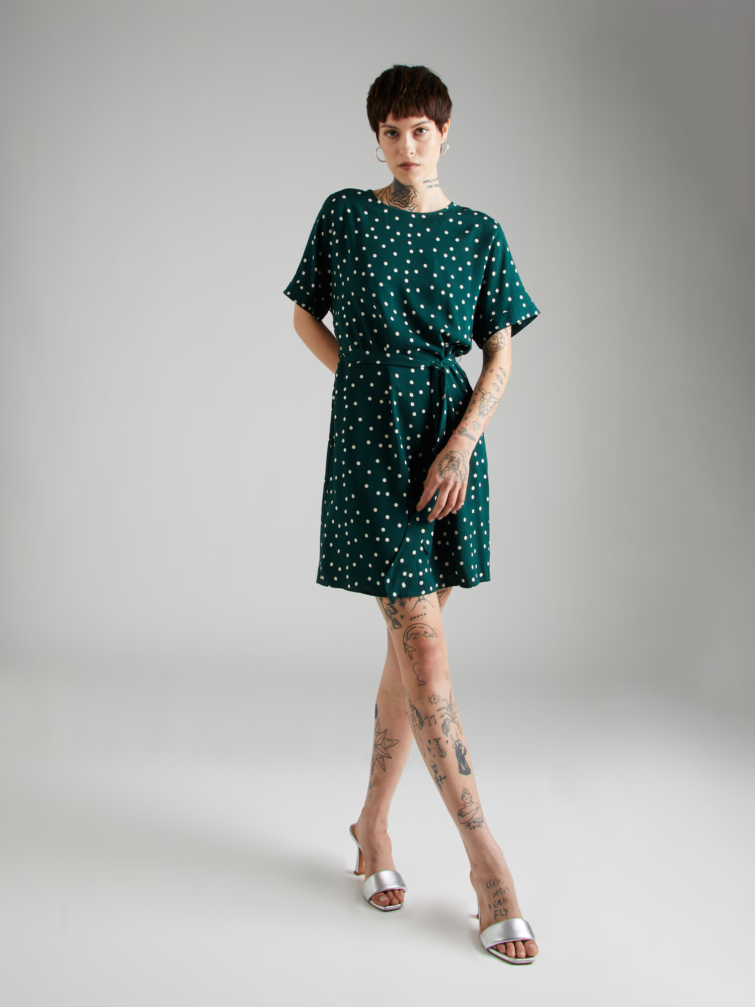 VERO MODA Rochie 'SOPHIA' verde închis / alb - Pled.ro