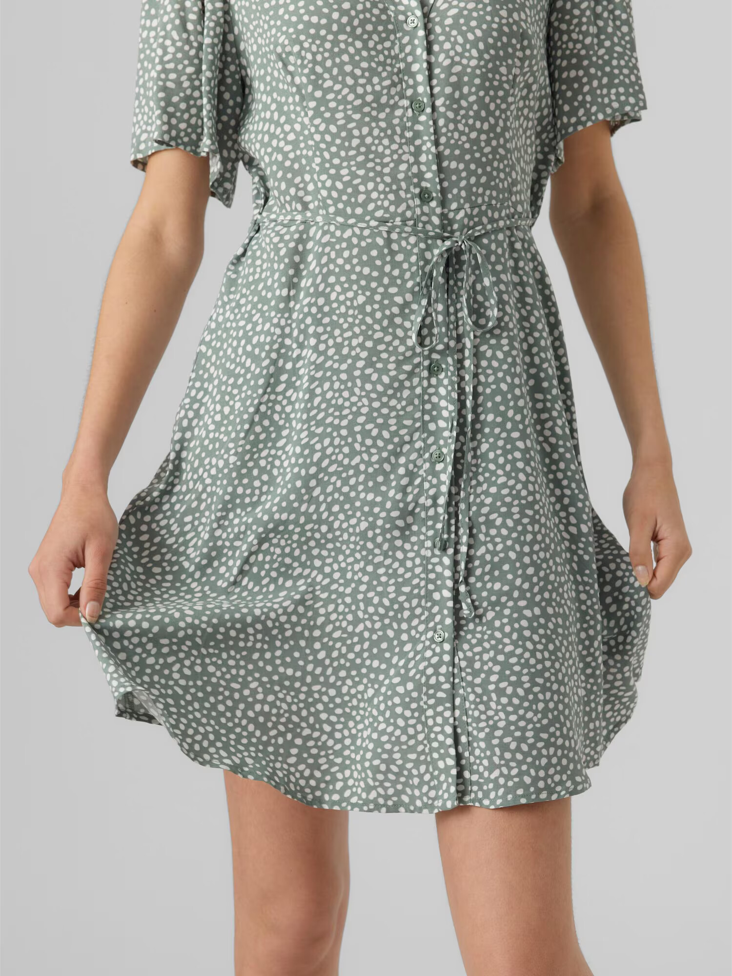 VERO MODA Rochie tip bluză 'ALBA' verde pastel / alb - Pled.ro