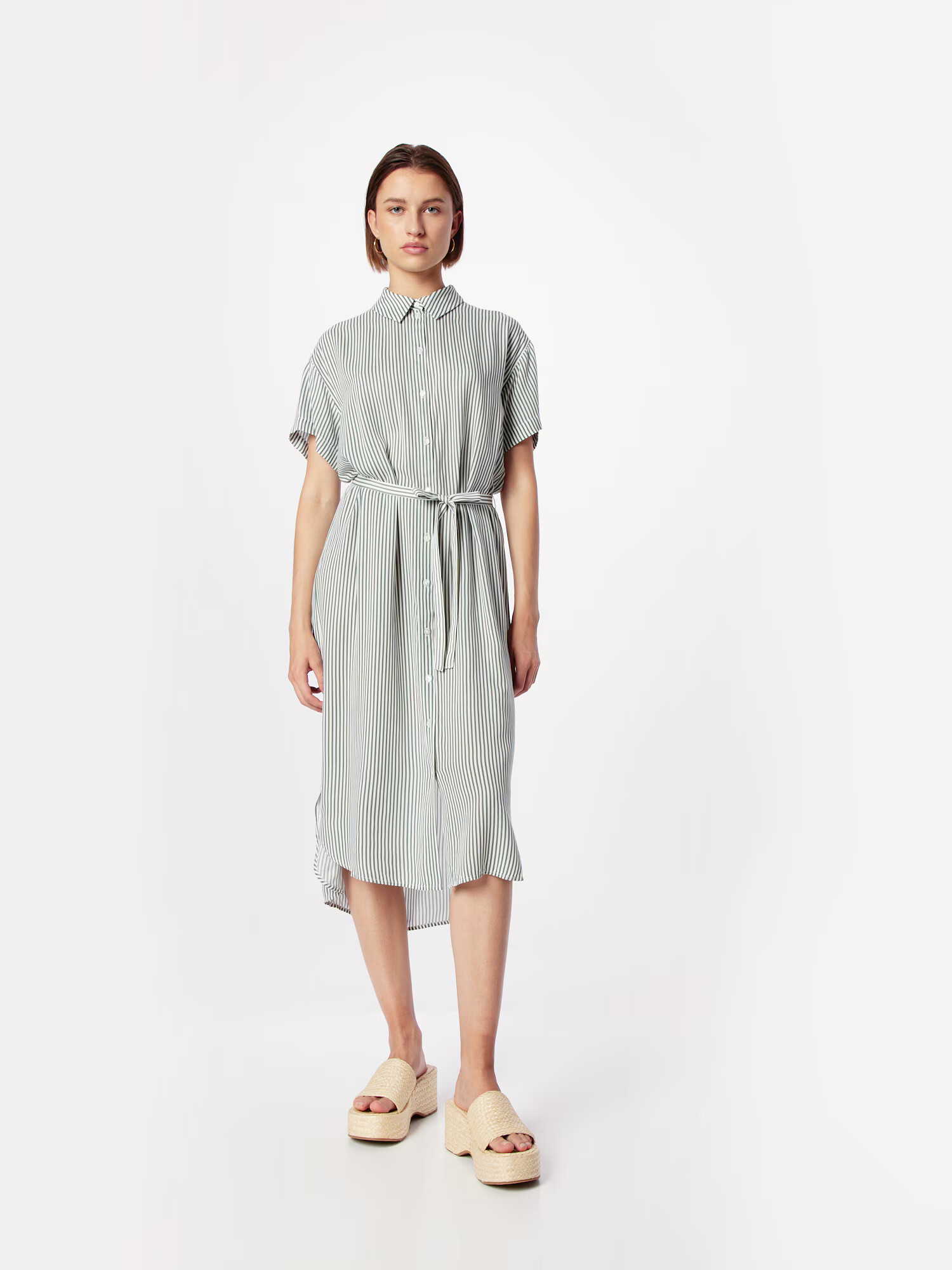 VERO MODA Rochie tip bluză 'Bumpy' verde închis / alb - Pled.ro