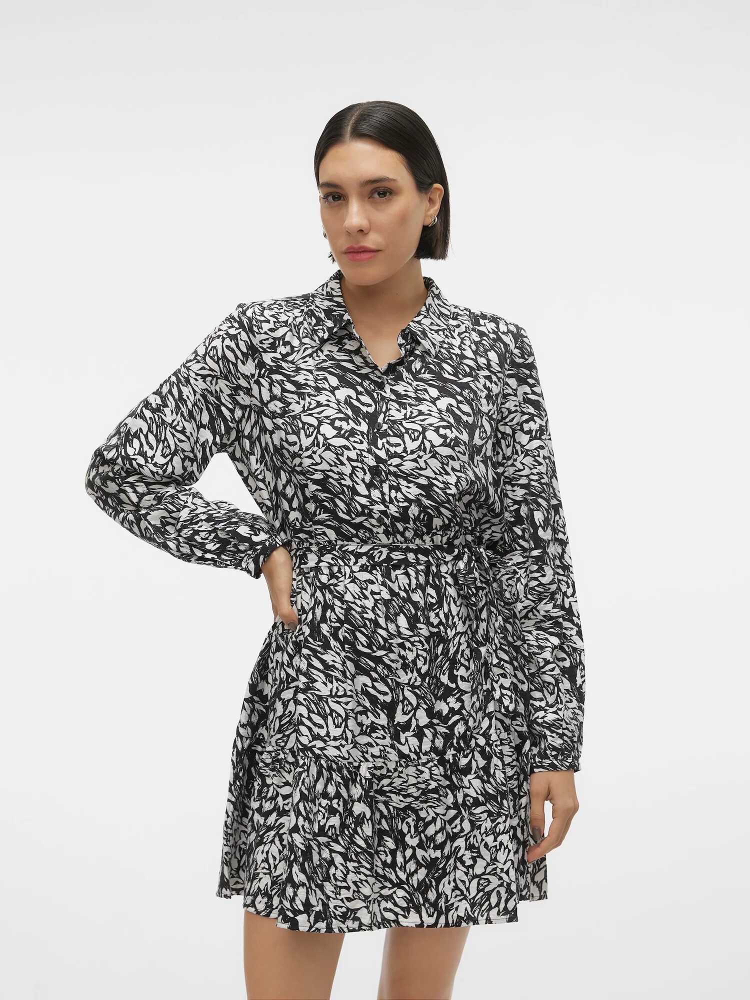 VERO MODA Rochie tip bluză 'Debby Ana' negru / alb - Pled.ro