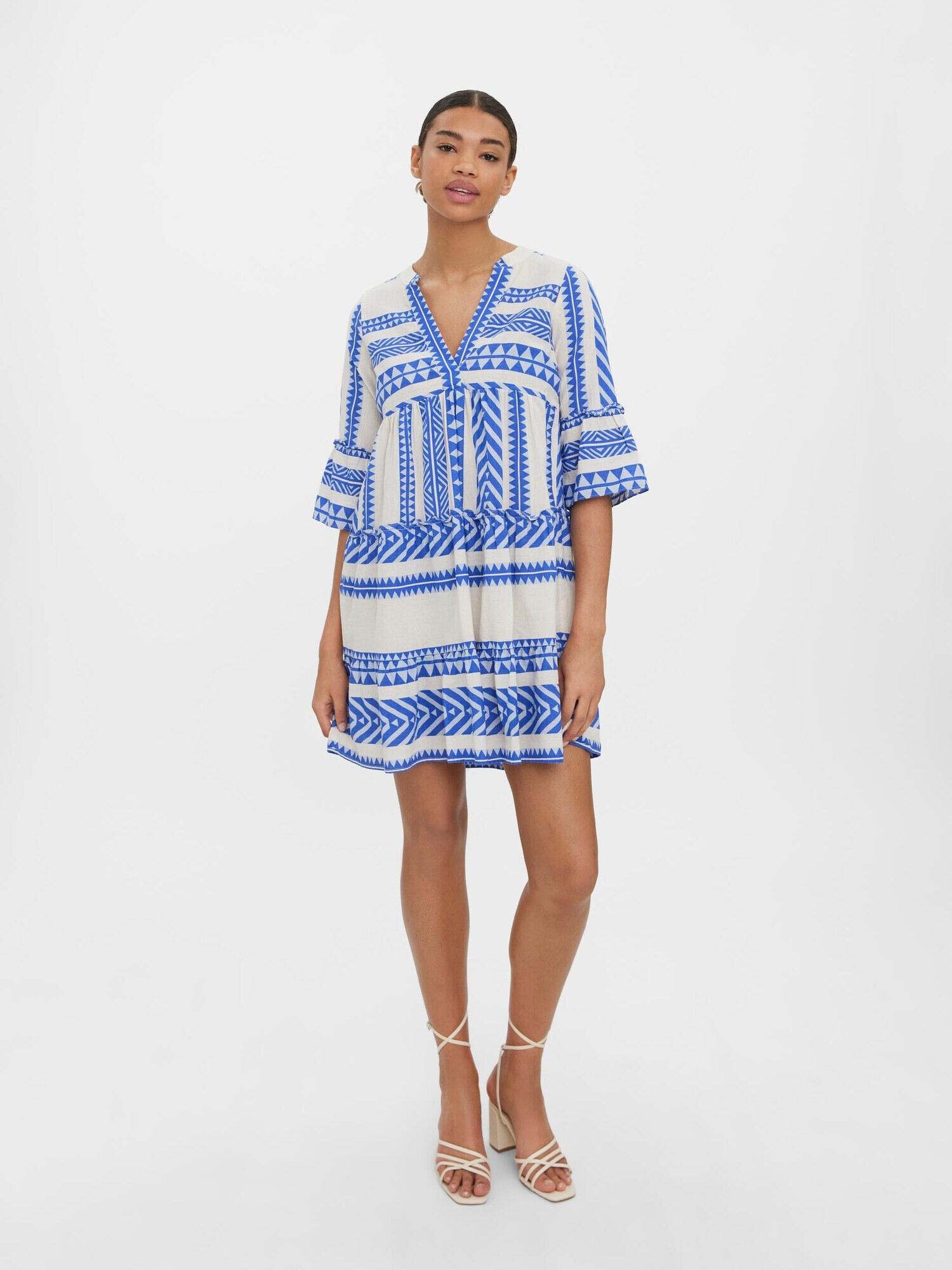 VERO MODA Rochie tip bluză 'Dicthe' albastru regal / alb - Pled.ro