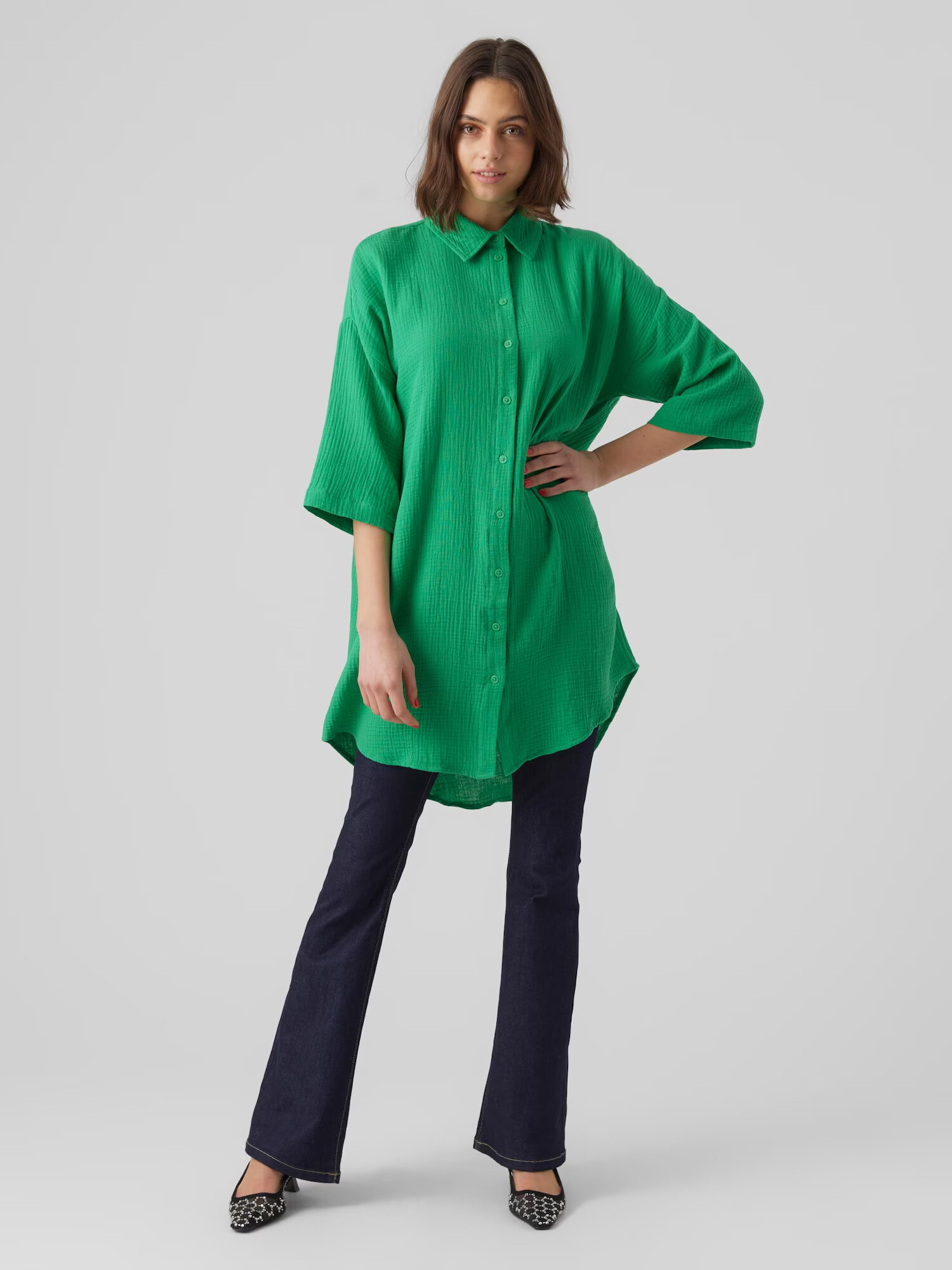 VERO MODA Rochie tip bluză 'Natali' verde - Pled.ro