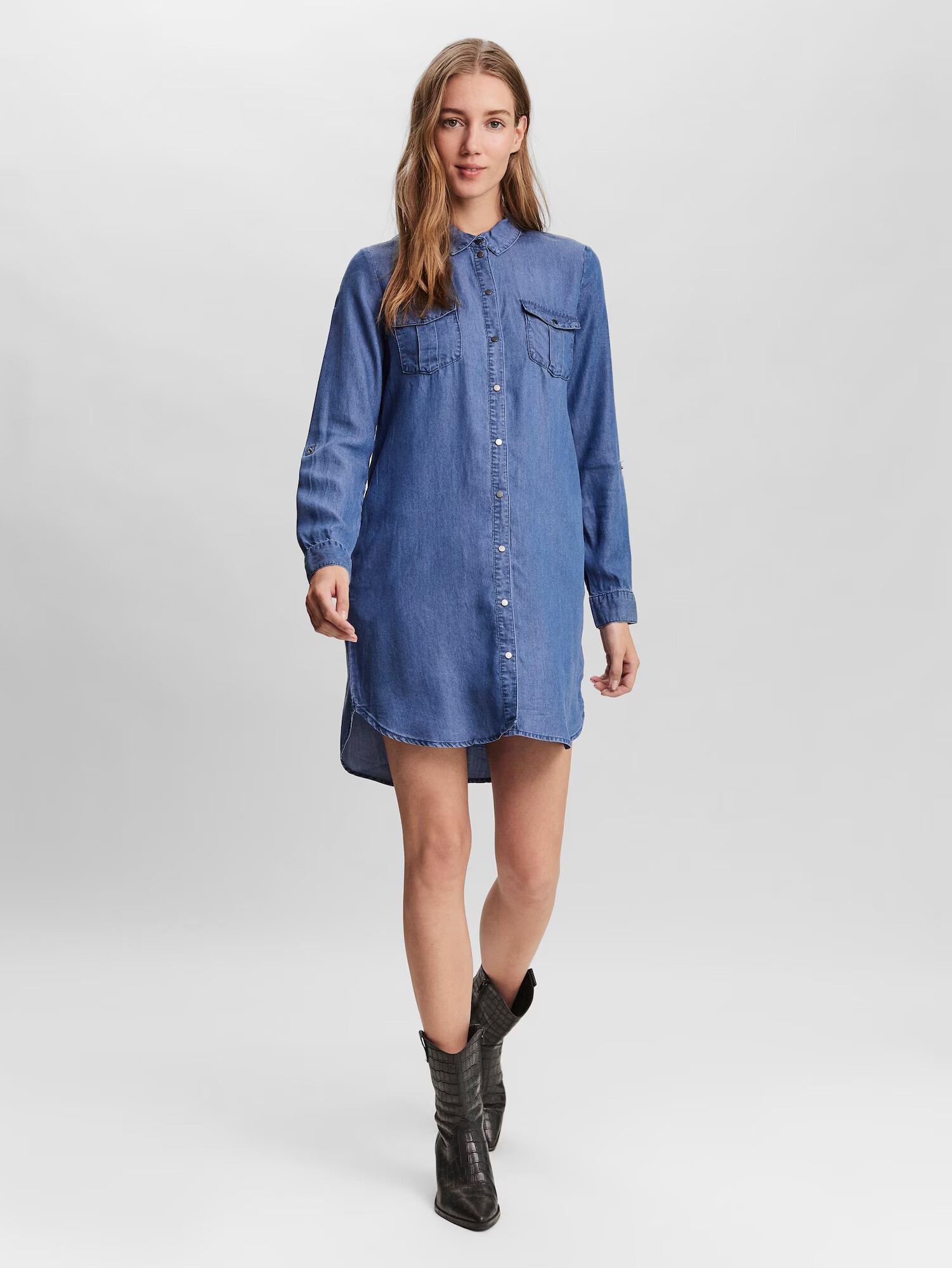 VERO MODA Rochie tip bluză 'SILLA' albastru denim - Pled.ro