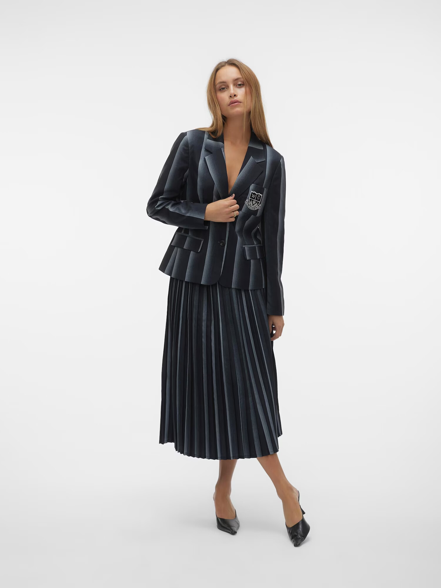 VERO MODA Sacou 'MORTICIA' gri argintiu / gri deschis / negru - Pled.ro