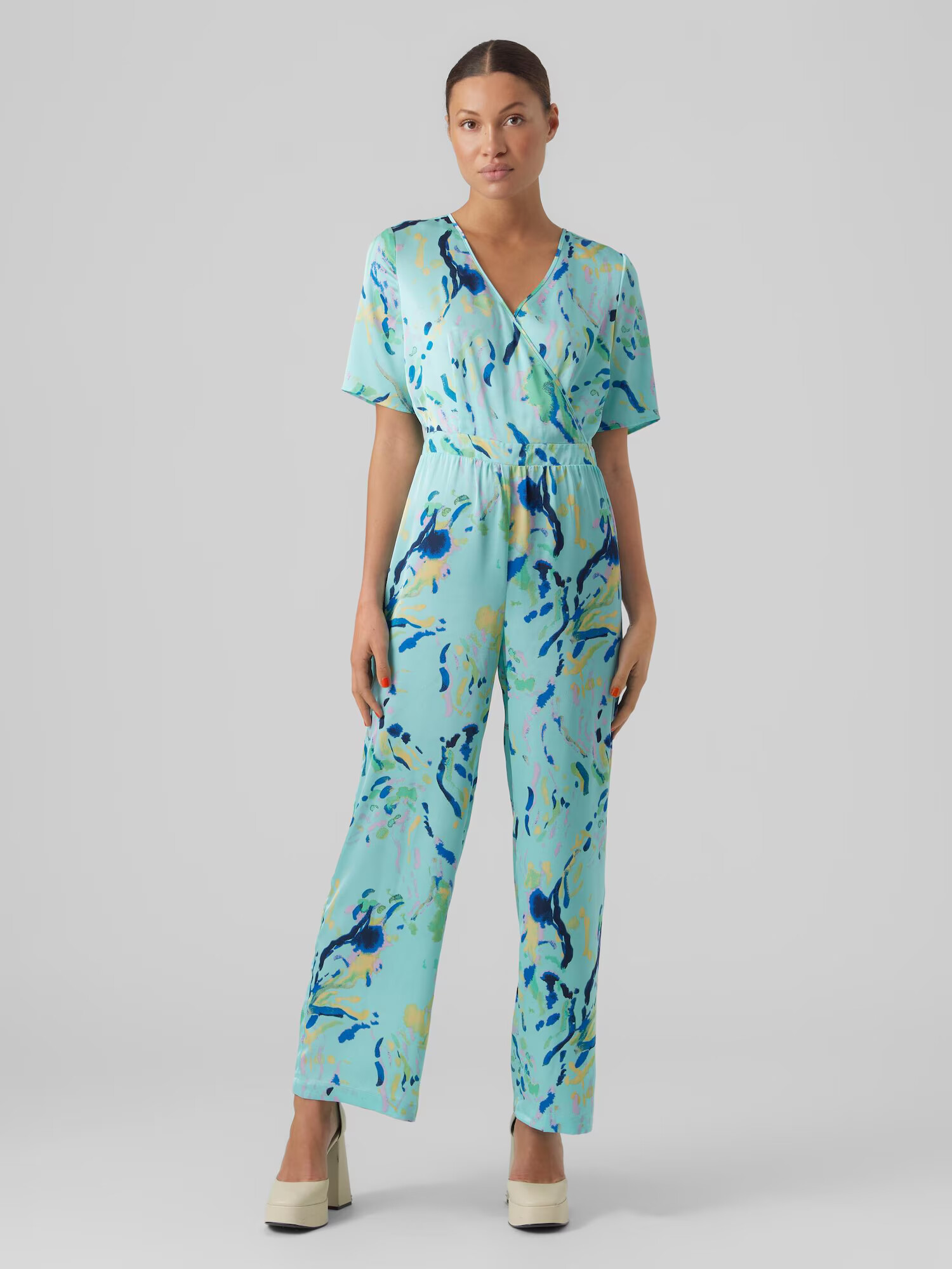 VERO MODA Salopeta 'HEART OLI' bleumarin / albastru aqua / verde stuf / portocaliu deschis - Pled.ro