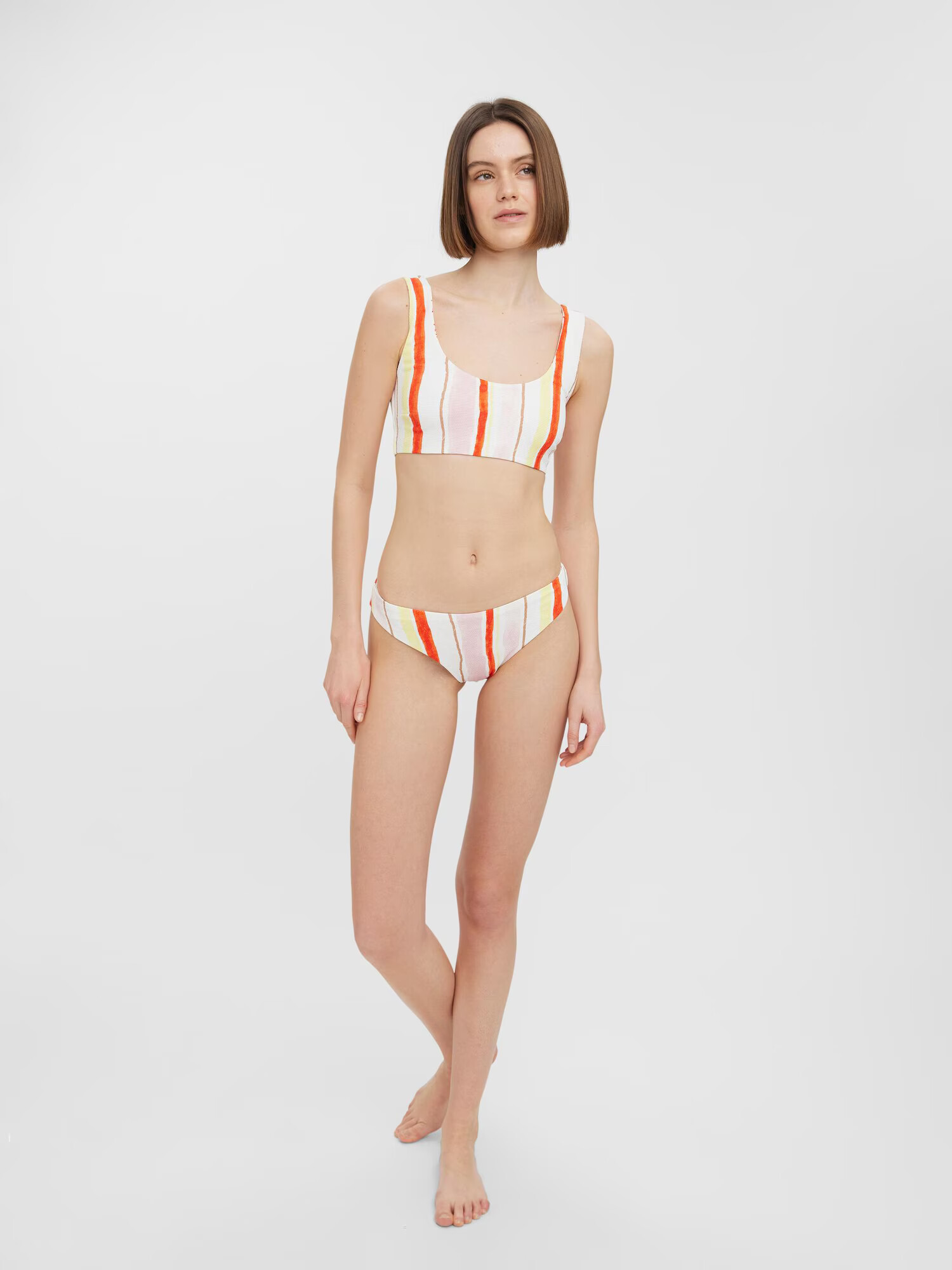 VERO MODA Slip costum de baie 'Sine' maro deschis / galben deschis / portocaliu închis / roz / alb - Pled.ro