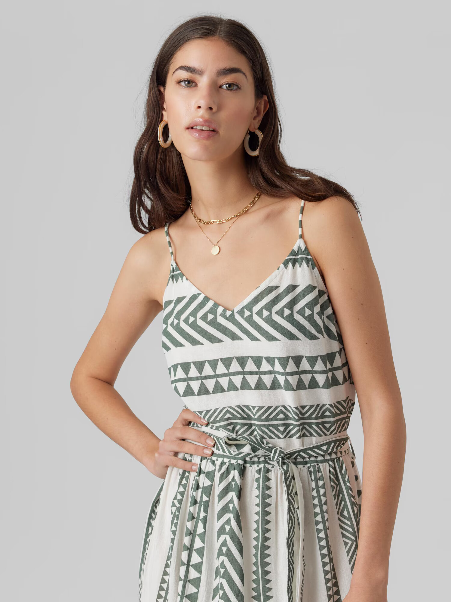 Vero Moda Tall Rochie de vară 'Dicthe' verde închis / alb - Pled.ro